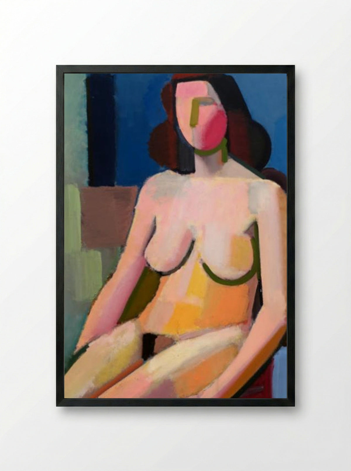 Seated Female Nude - Vilhelm Lundstrøm - Framed Print Black