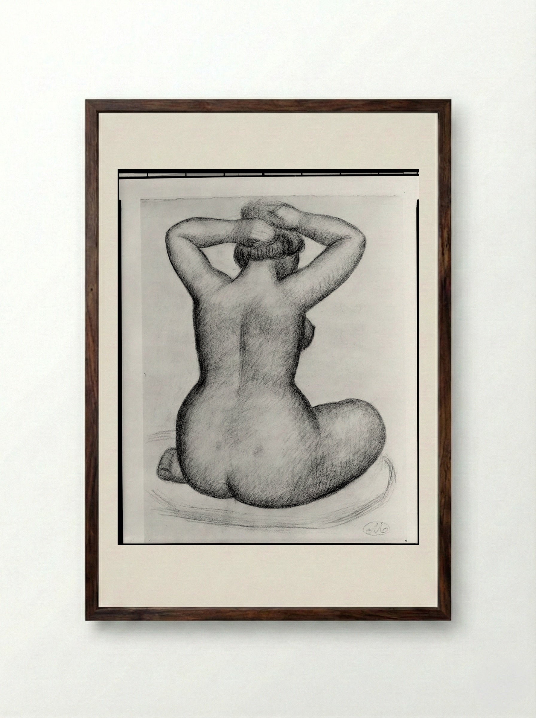 Seated Female Nude - Aristide Maillol - Framed Print Dark Wood