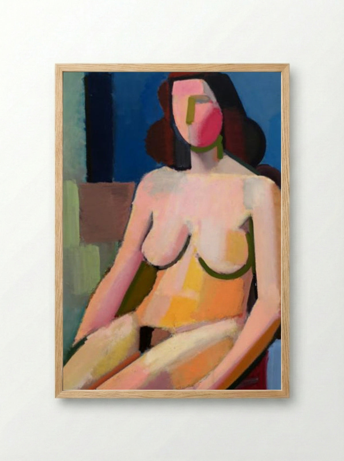 Seated Female Nude - Vilhelm Lundstrøm - Framed Print Wood