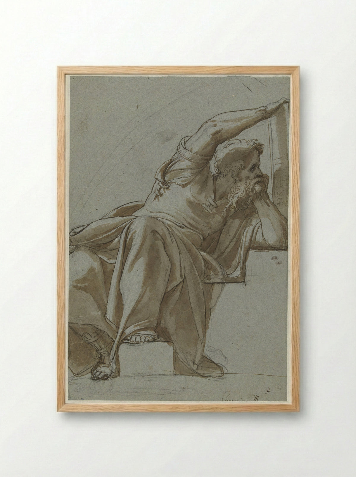 Seated Figure (Prophet?) - Girolamo Muziano - Framed Print Wood