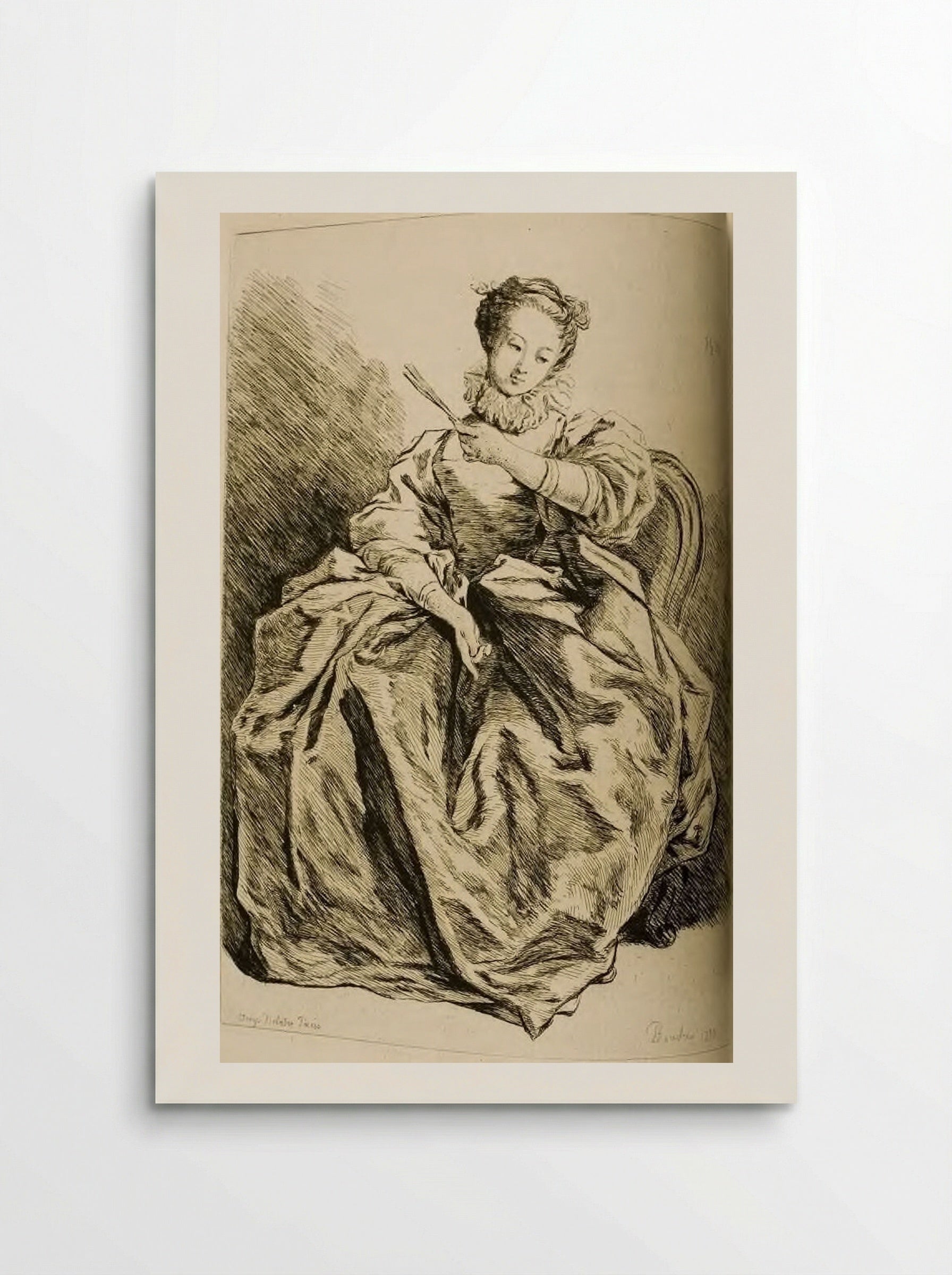 Seated Lady Holding a Fan - Jules de Goncourt - Poster