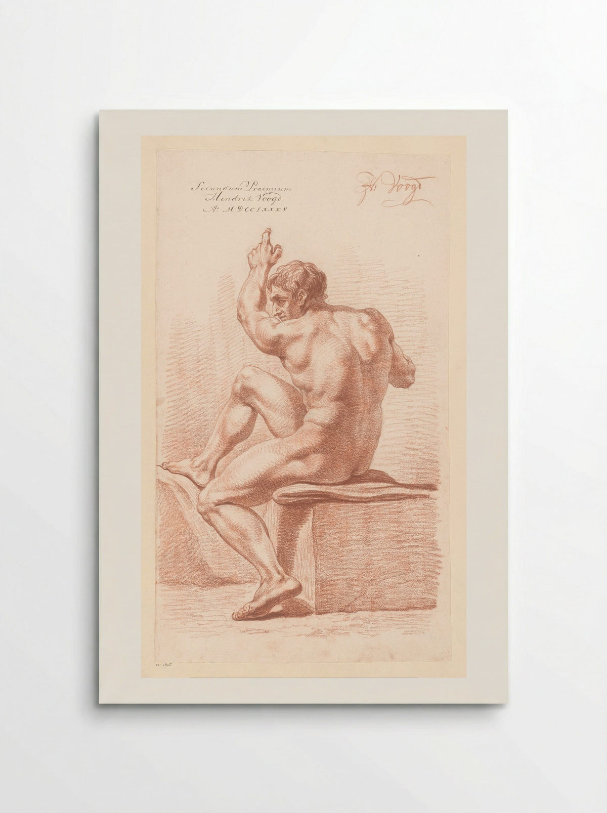 Seated Male Nude, Seen from the Back (2nd Prize 1785) - Hendrik Voogd - Poster
