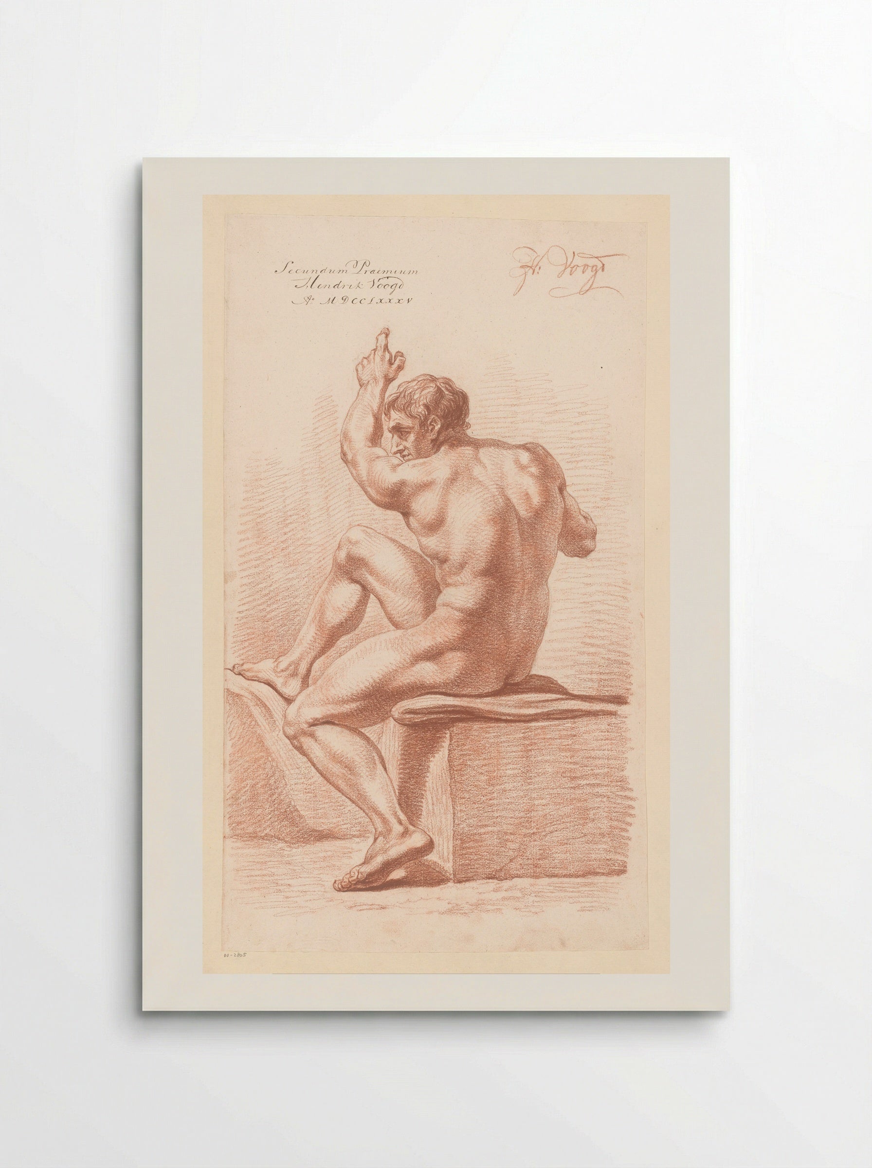 Seated Male Nude, Seen from the Back (2nd Prize 1785) - Hendrik Voogd - Poster