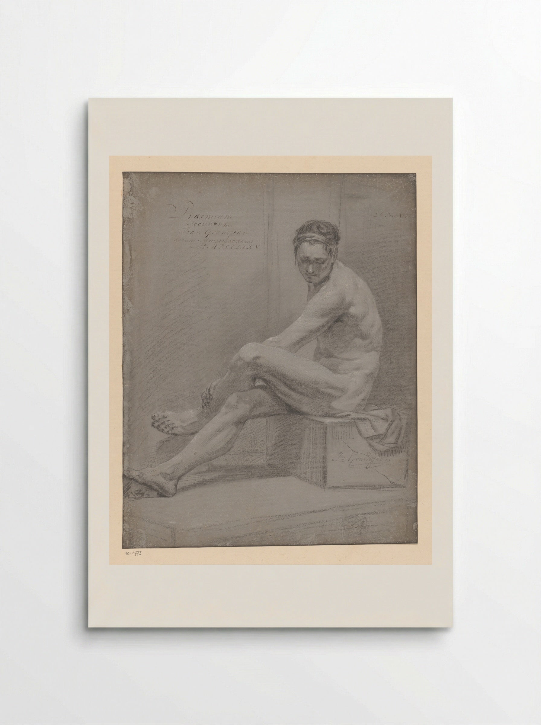 Seated Male Nude (Study for Academy Prize) - Jean Grandjean - Poster