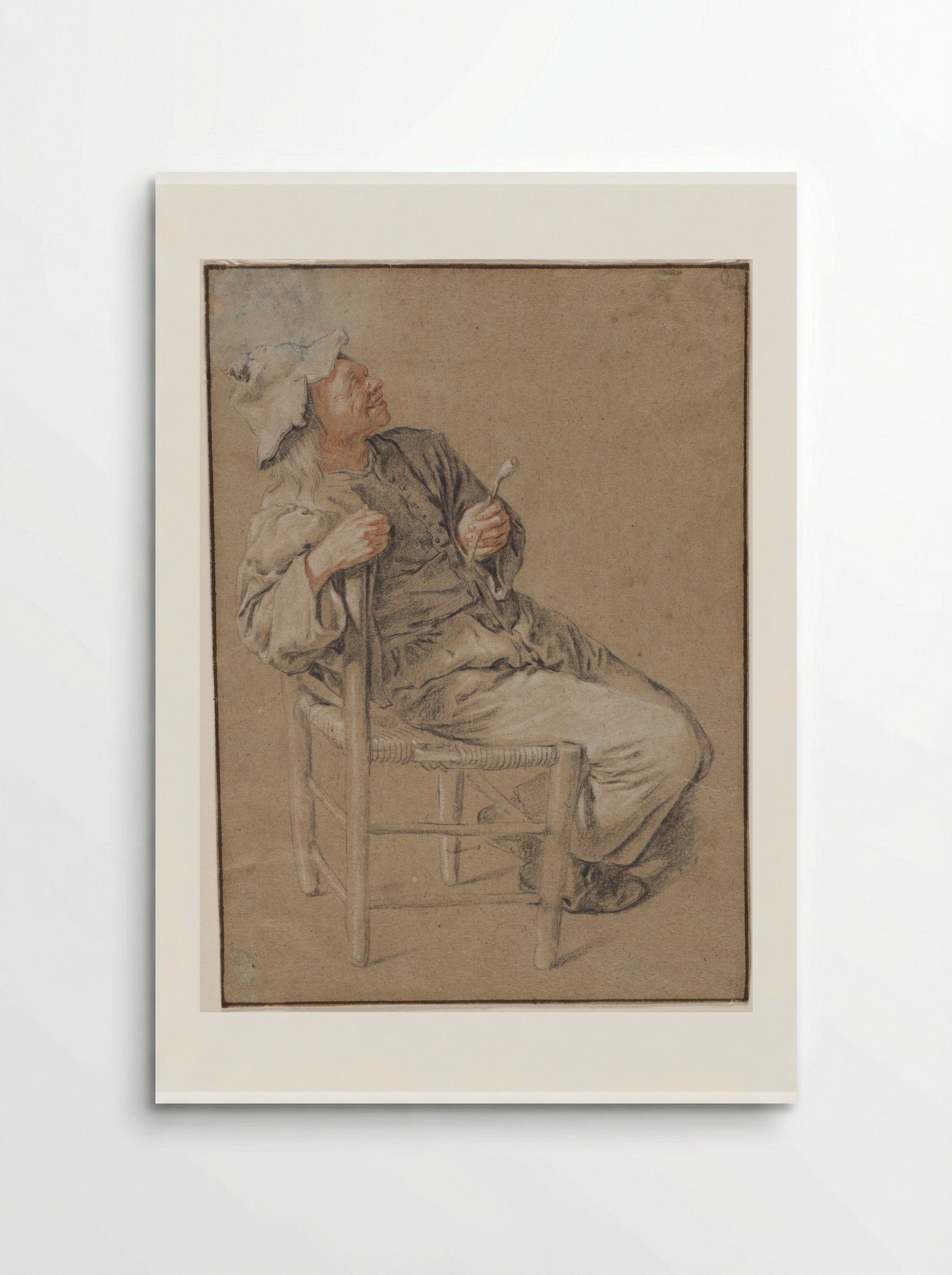 Seated Man holding a Pipe with his Arm over a Chair - Cornelis Dusart - Poster