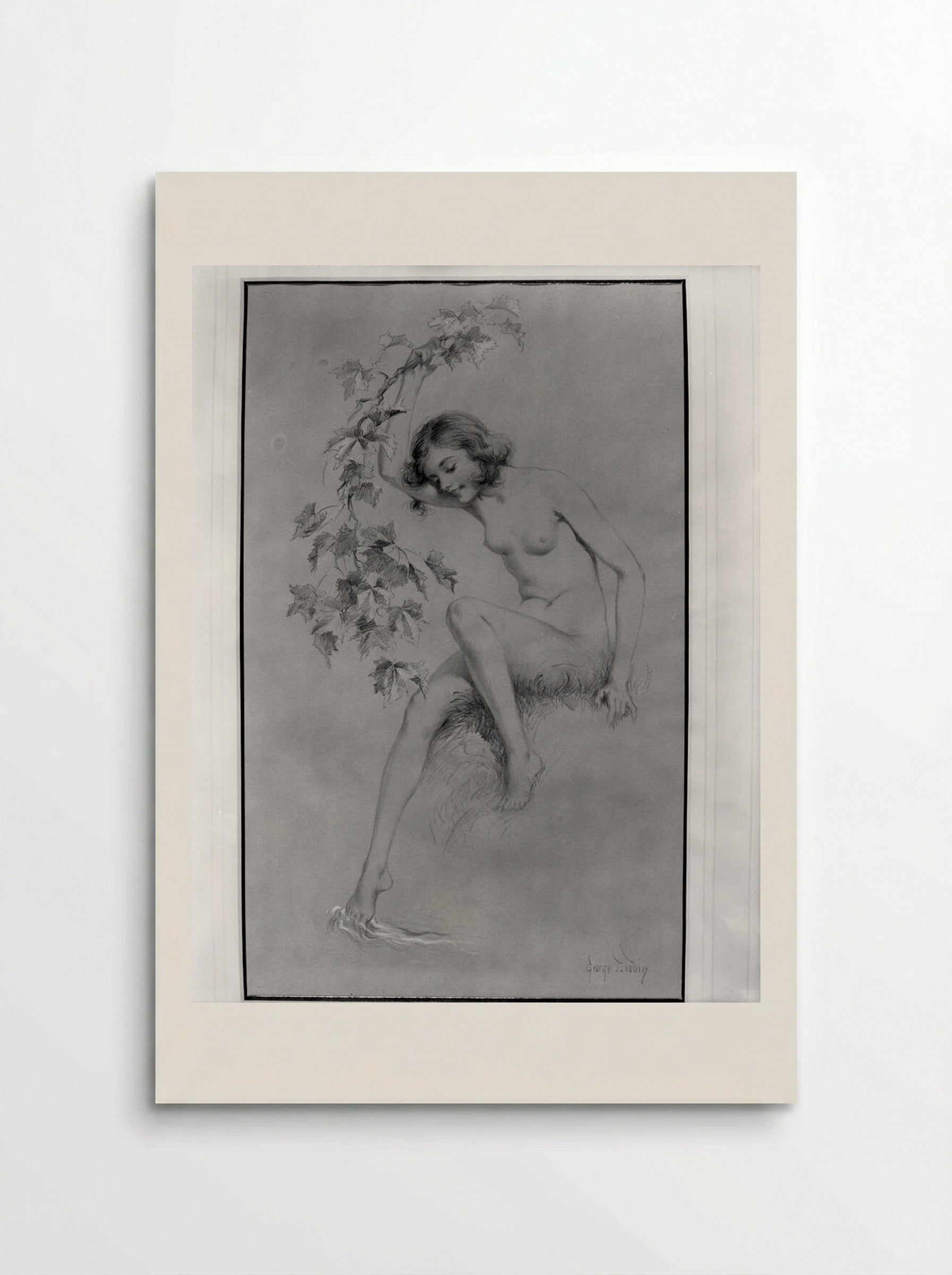 Seated Nude Dipping Foot in Stream - George Timothy Tobin - Poster