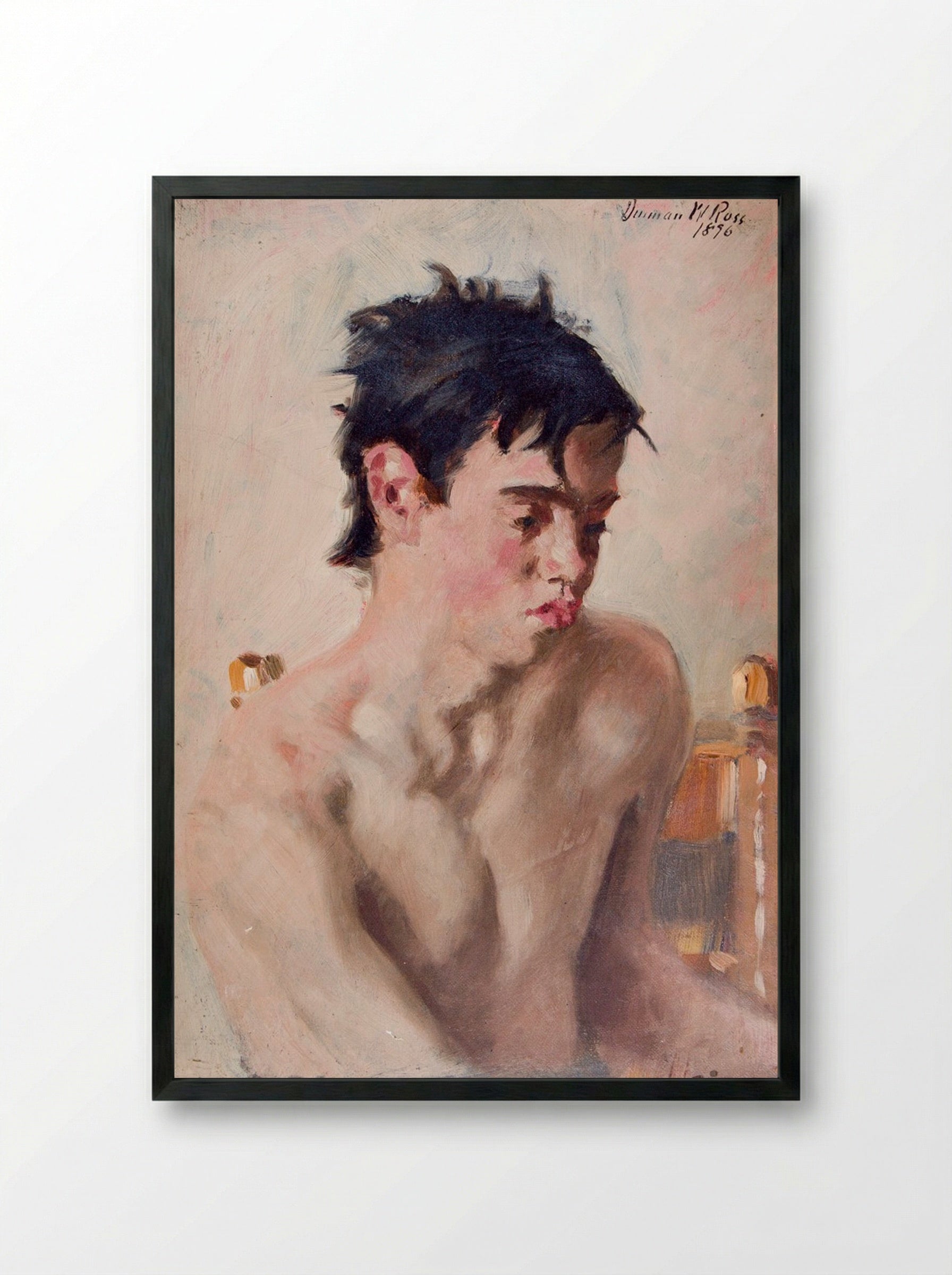 Seated Nude Youth - Denman Waldo Ross - Framed Print Black
