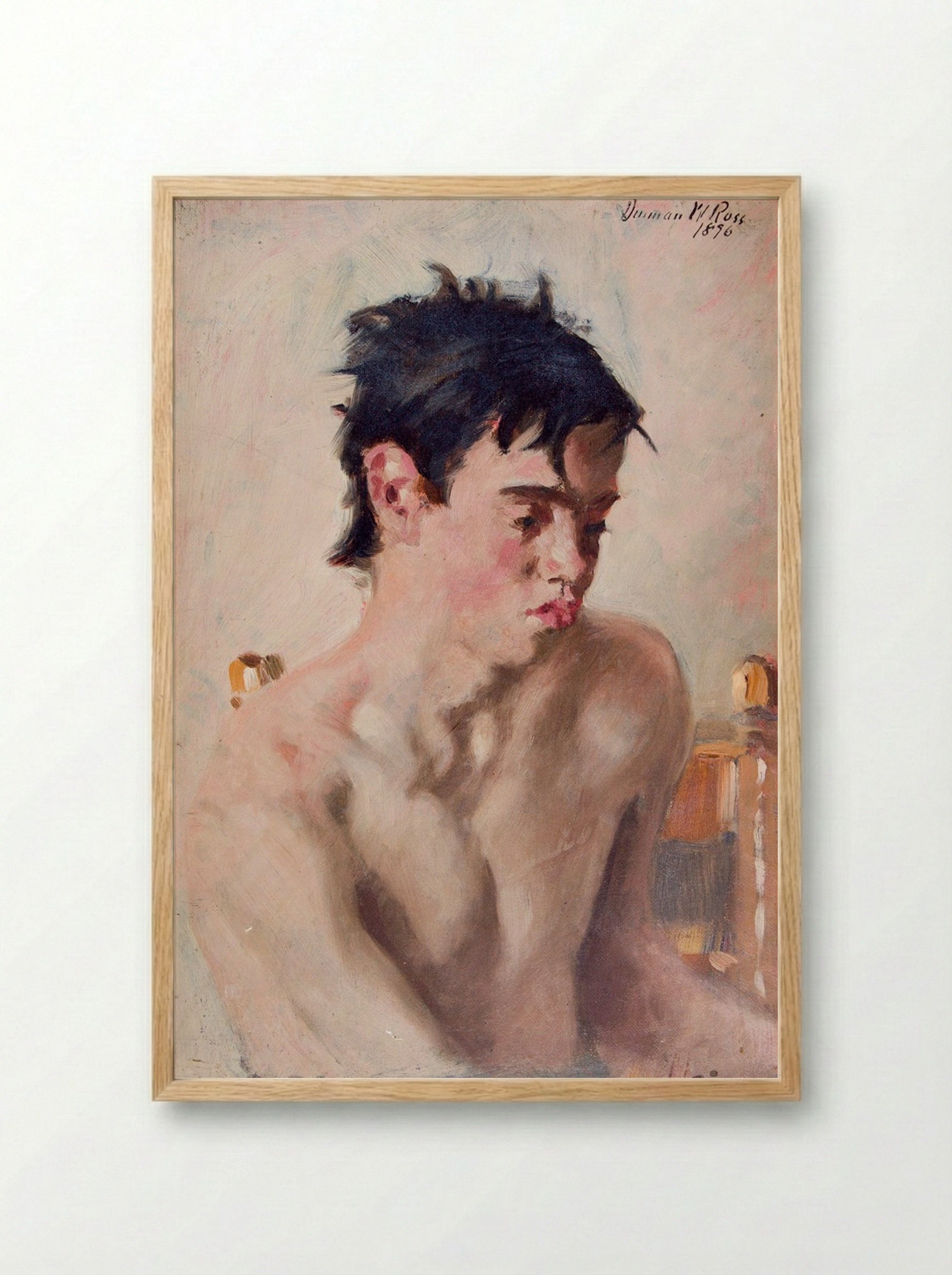 Seated Nude Youth - Denman Waldo Ross - Framed Print Wood