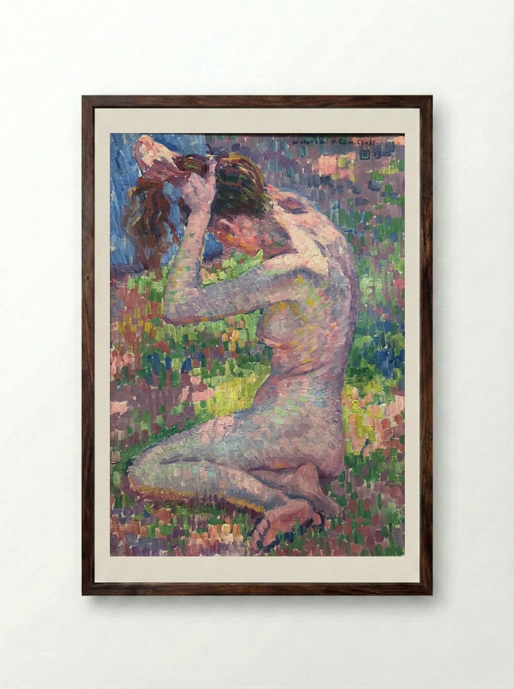 Seated Nude - Théo van Rysselberghe - Framed Print Dark Wood
