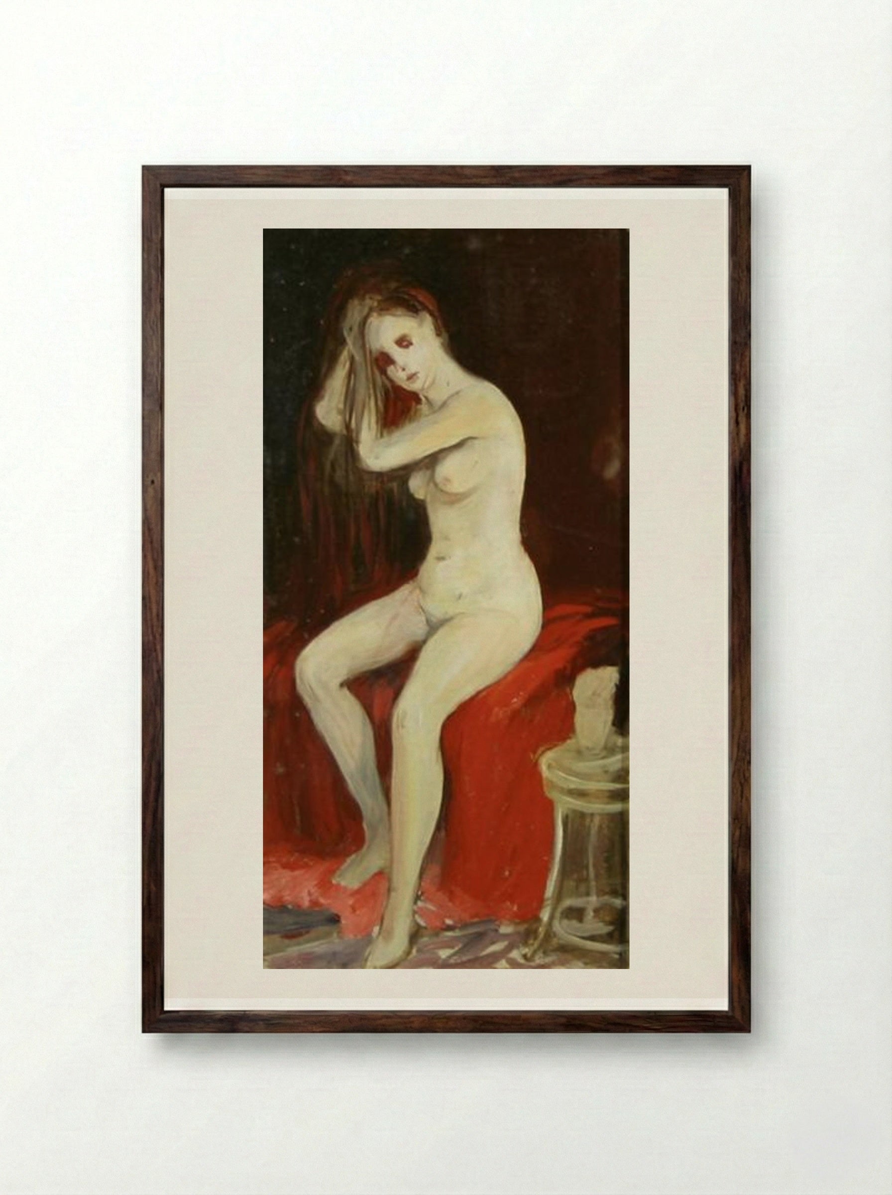Seated Nude - George Luks - Framed Print Dark Wood