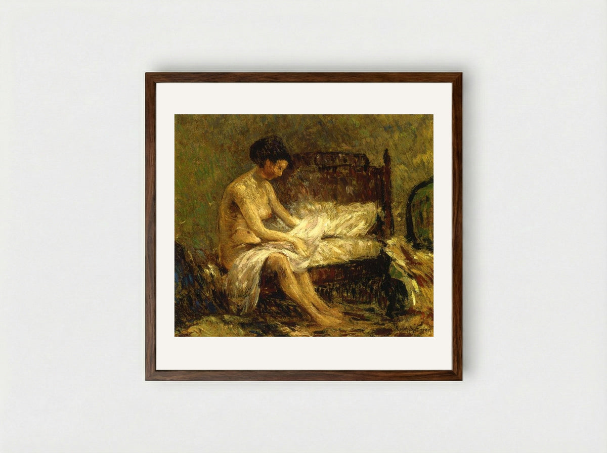 Seated Nude - Robert Spencer - Framed Print Dark Wood