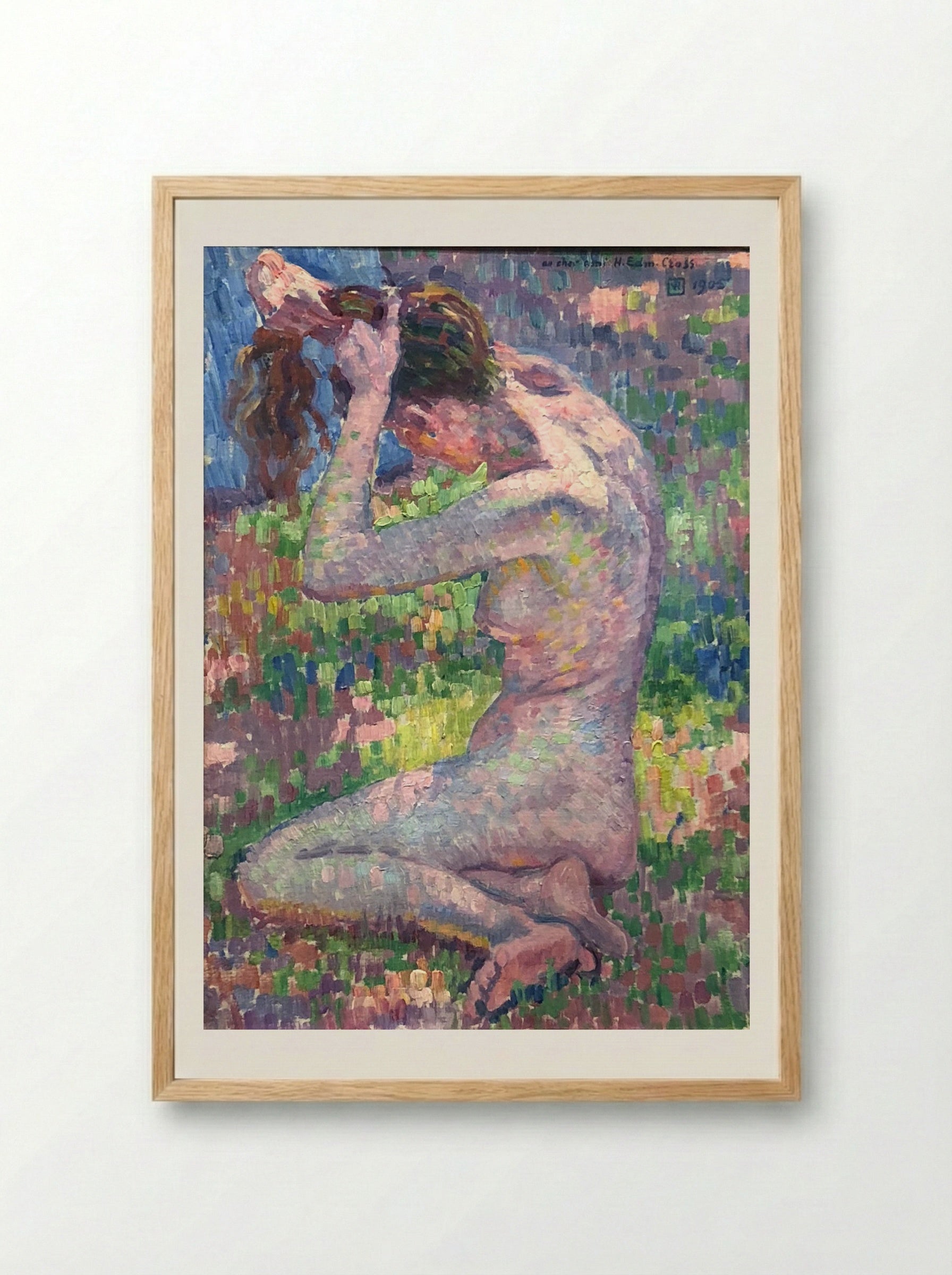 Seated Nude - Théo van Rysselberghe - Framed Print Wood