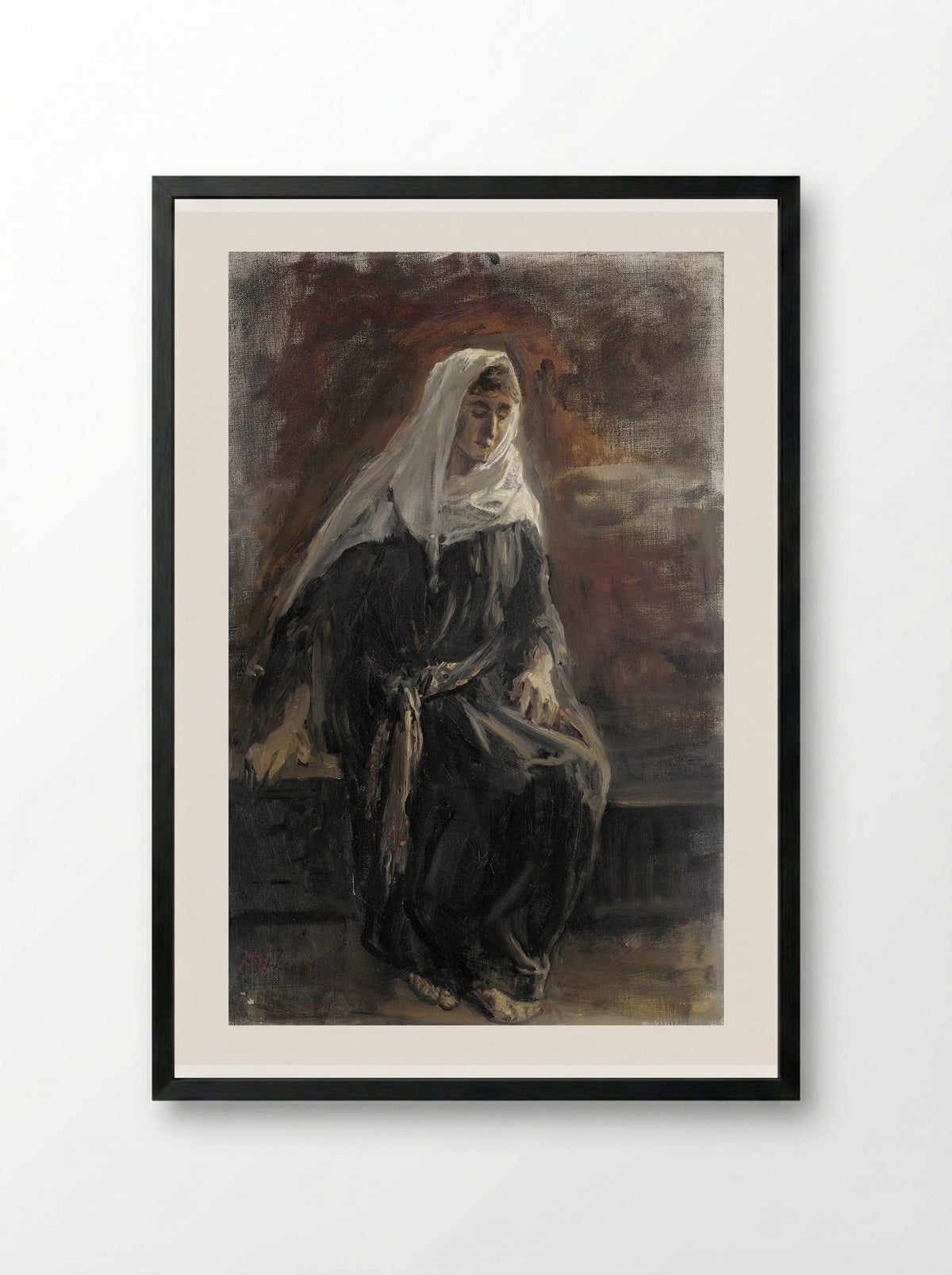 Seated Woman, Probably Michal - Jozef Israëls - Framed Print Black