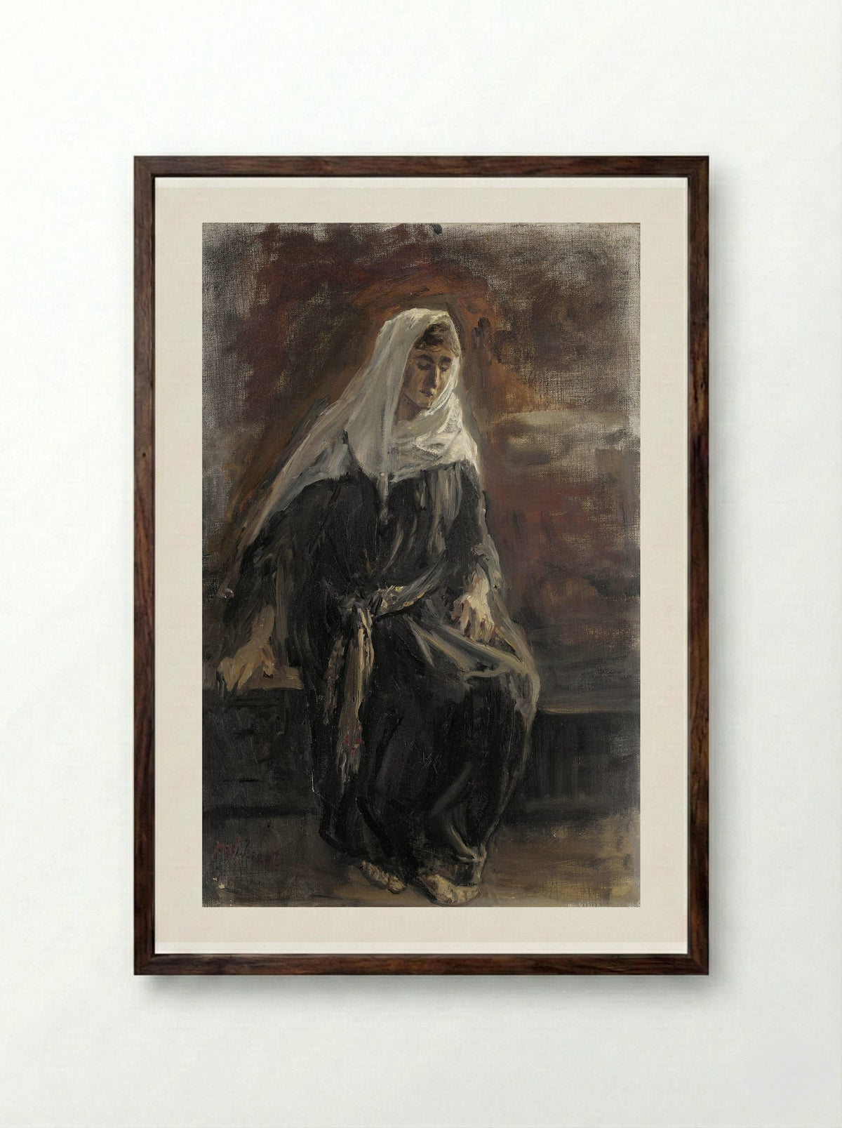 Seated Woman, Probably Michal - Jozef Israëls - Framed Print Dark Wood