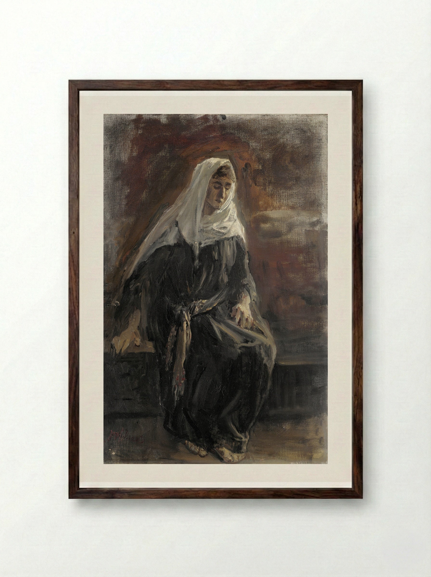 Seated Woman, Probably Michal - Jozef Israëls - Framed Print Dark Wood