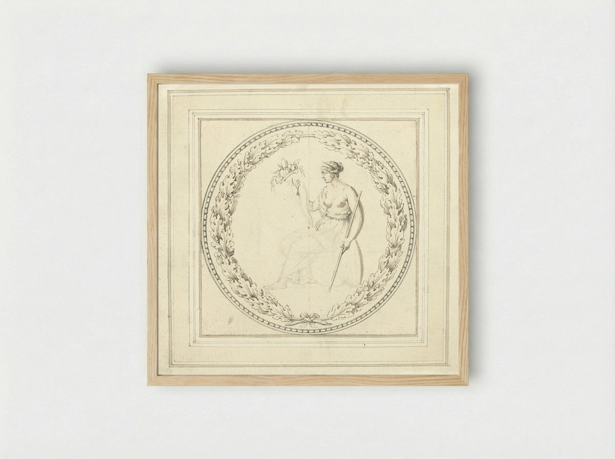Seated Woman with Cornucopia - Giovanni Battista Cipriani - Framed Print Wood