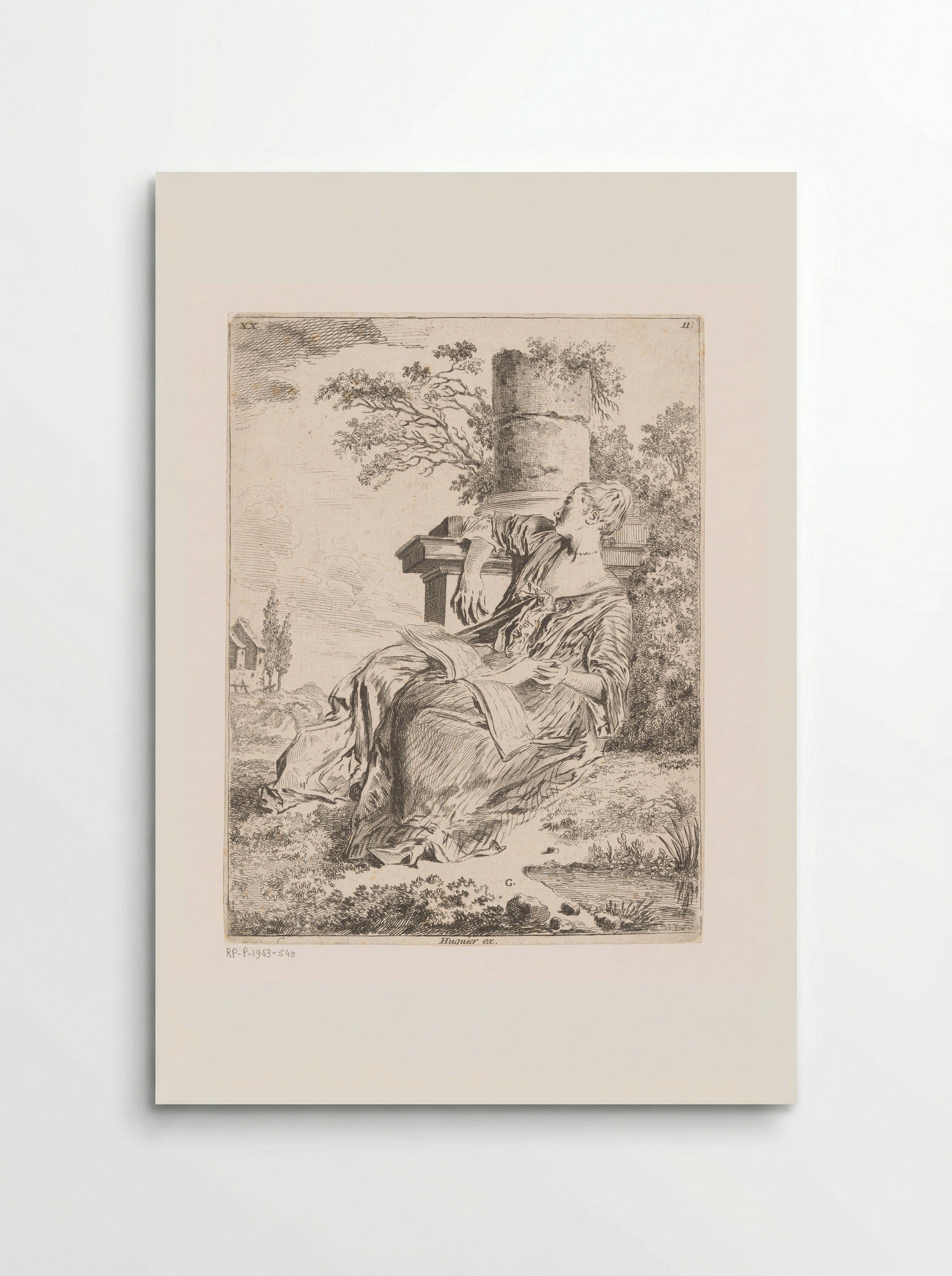 Seated Woman with a Book in a Landscape - François Boucher - Poster