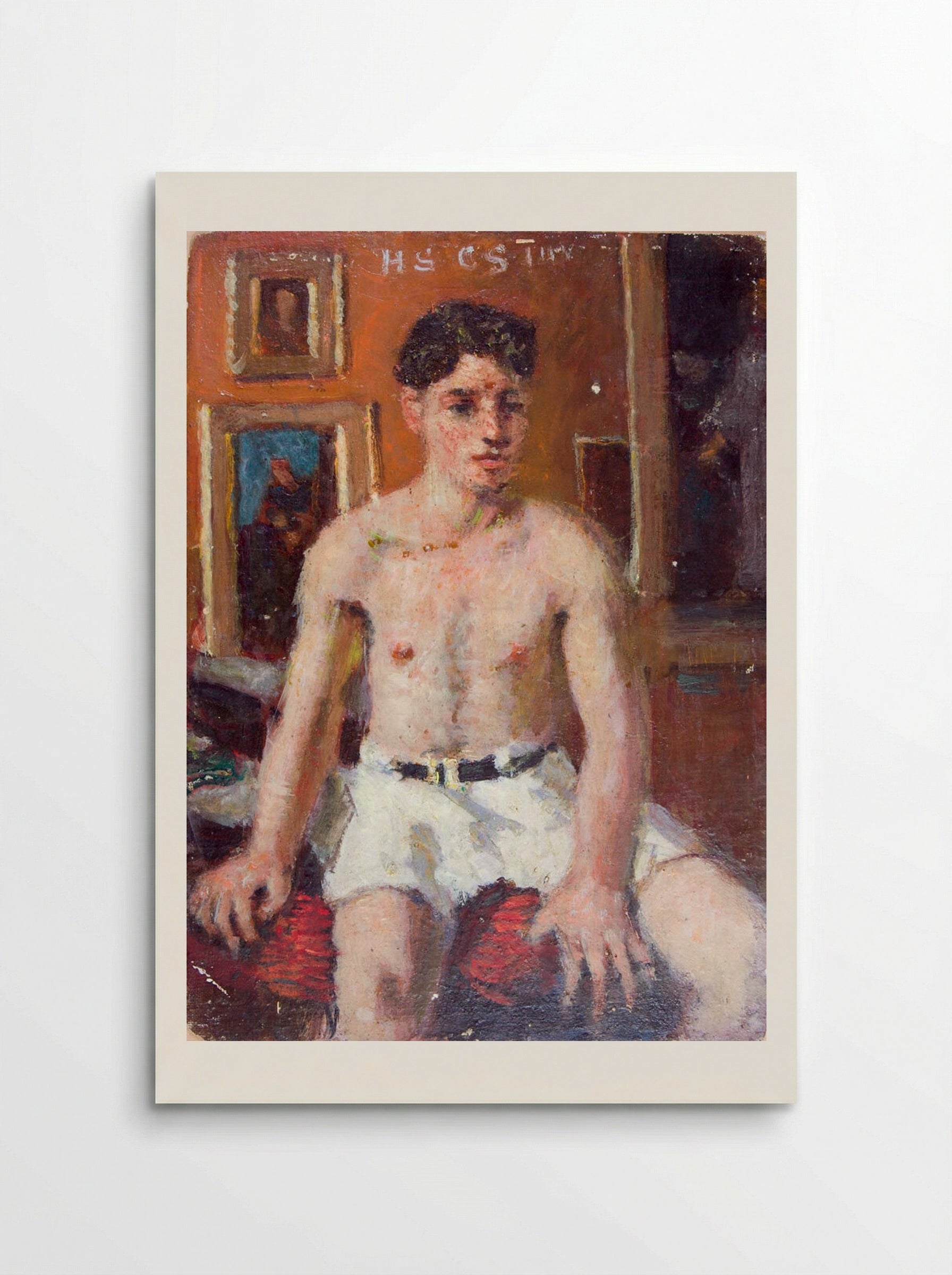 Seated Young Man in White Shorts - Denman Waldo Ross - Poster