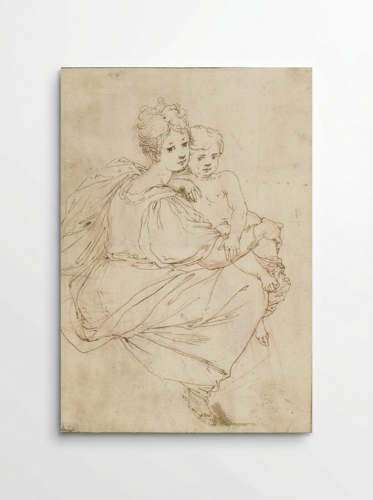 Seated Young Woman with a Nude Child on Her Lap - Cristofano Gherardi - Poster