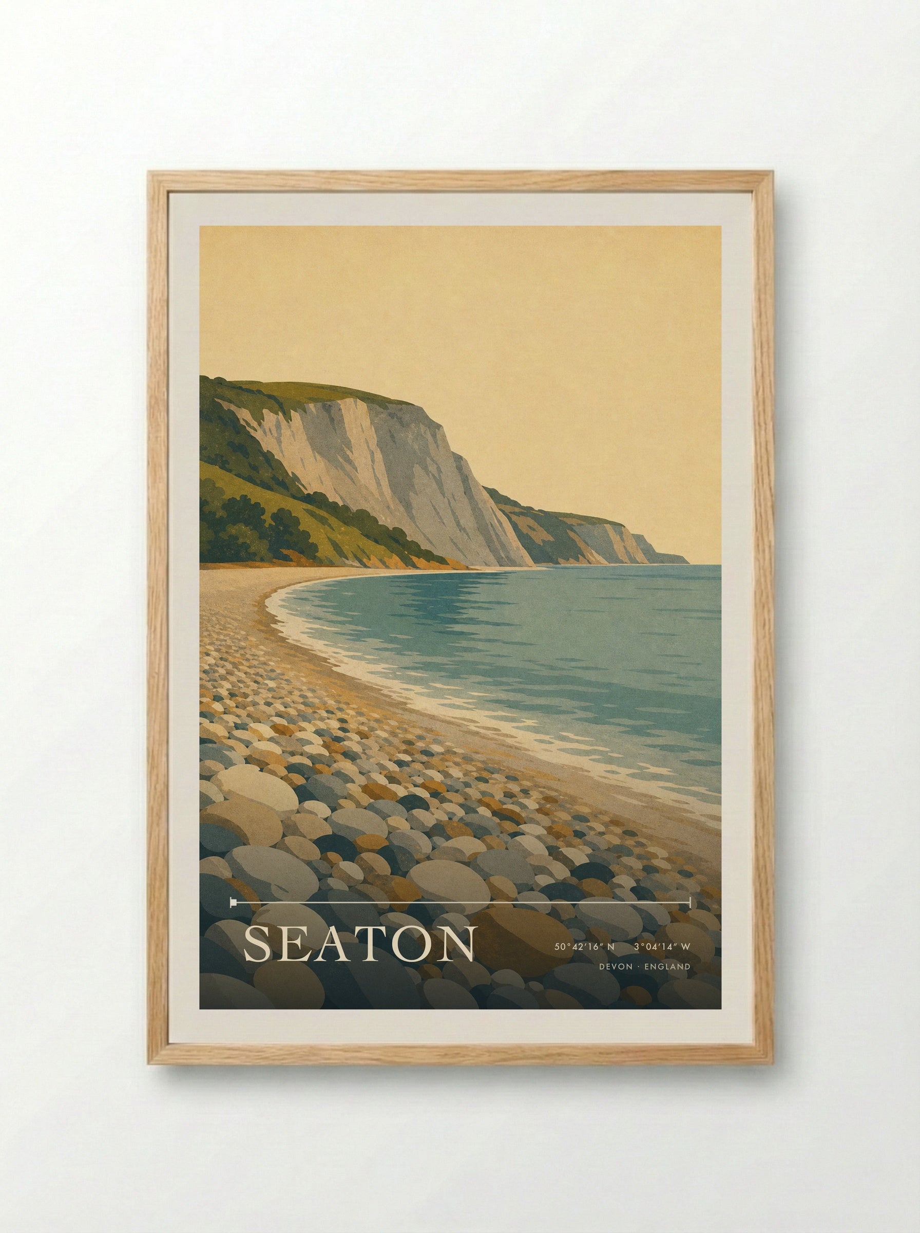 Seaton Devon England Travel Poster - Framed Print Wood