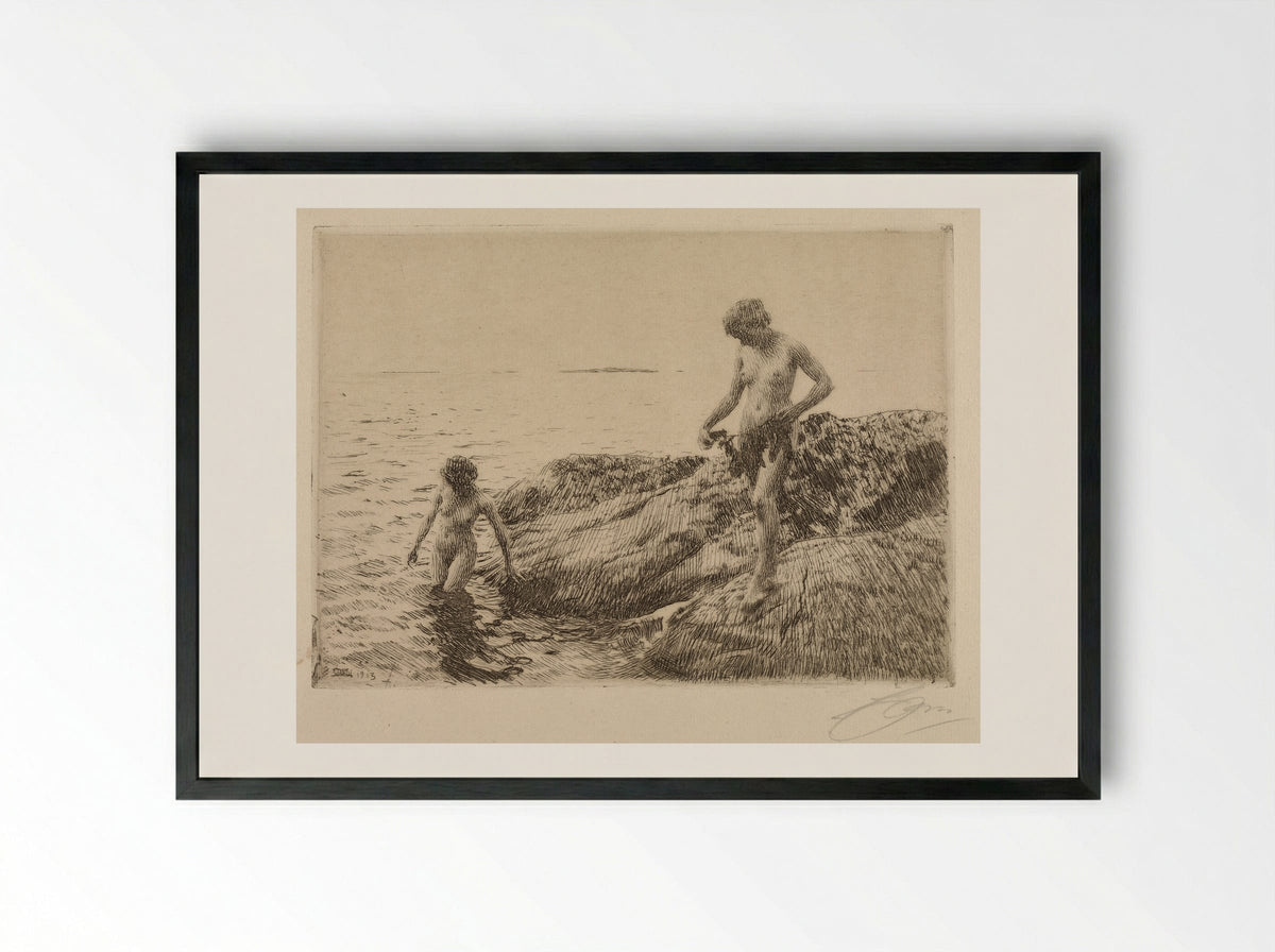 Seaward Skerries - Anders Zorn - Framed Print Black