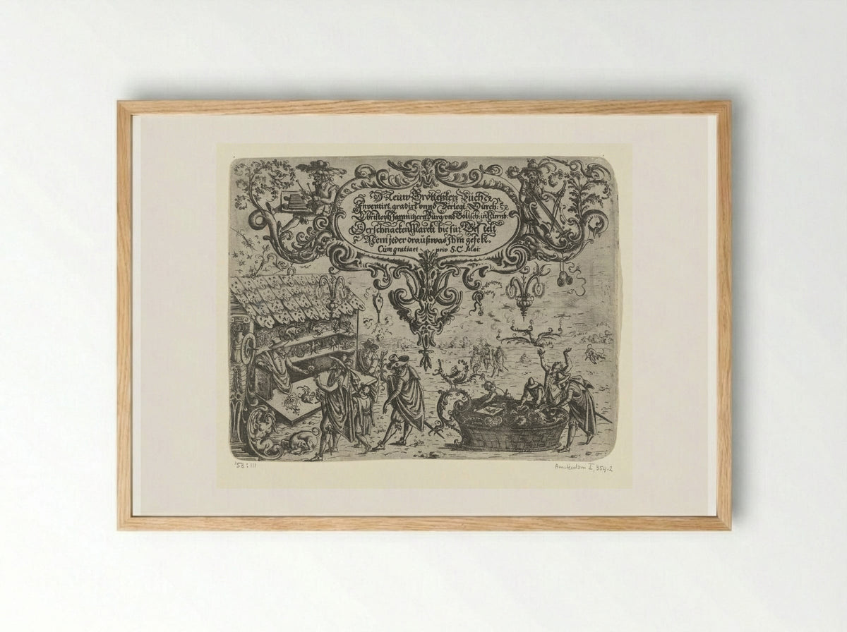 Second Title Page from Neuw Grottesken Buch - Christoph Jamnitzer - Framed Print Wood