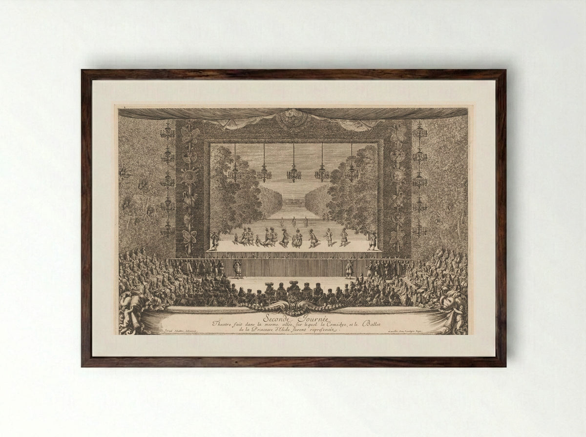 Seconde Journée: Theatre fait dans la mesme allée - Jean Lepautre - Framed Print Dark Wood