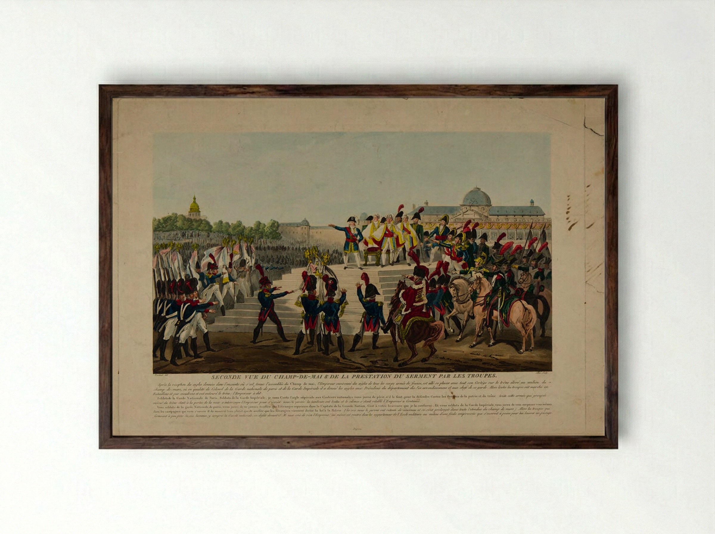 Seconde Vue du Champ-de-Mai et de la Prestation du Serment par les Troupes - Pierre Michel Alix - Framed Print Dark Wood