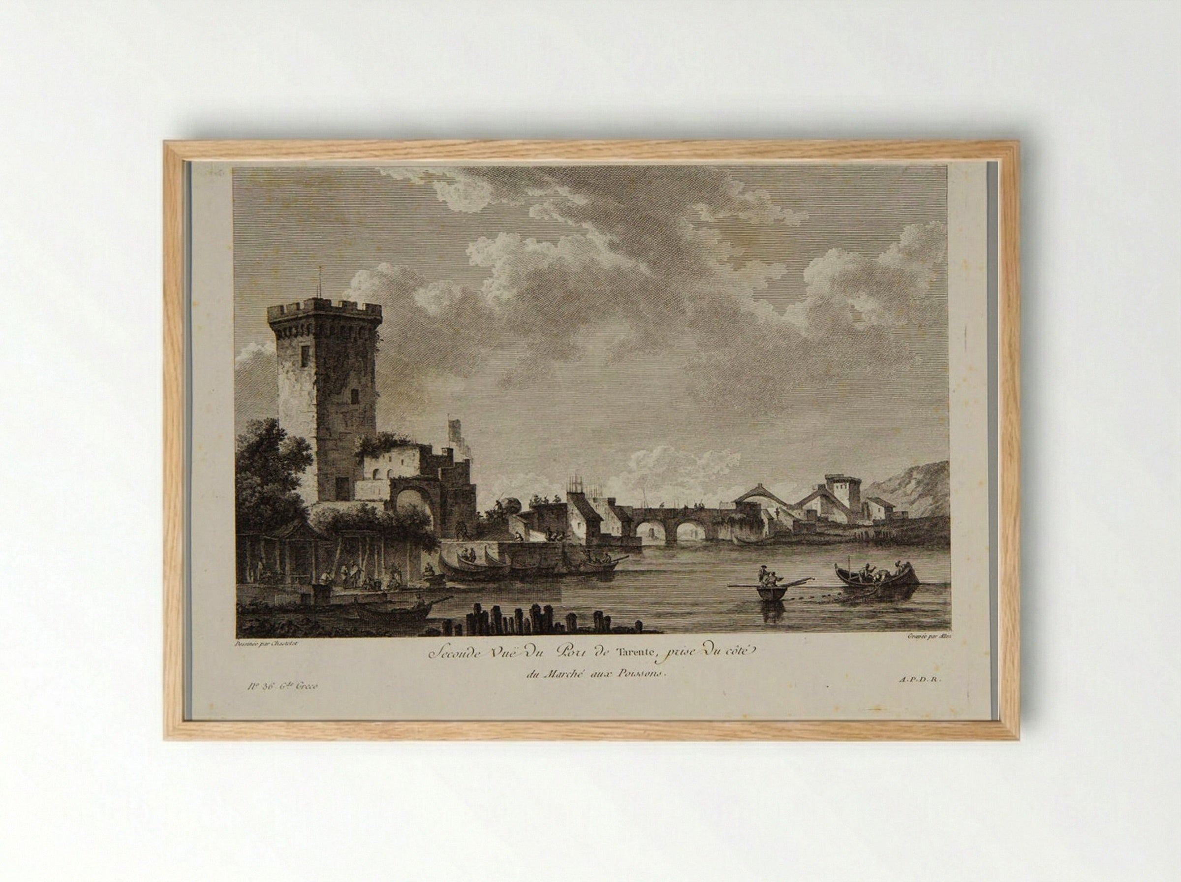 Seconde Vue du Port de Tarente - Pierre Michel Alix - Framed Print Wood