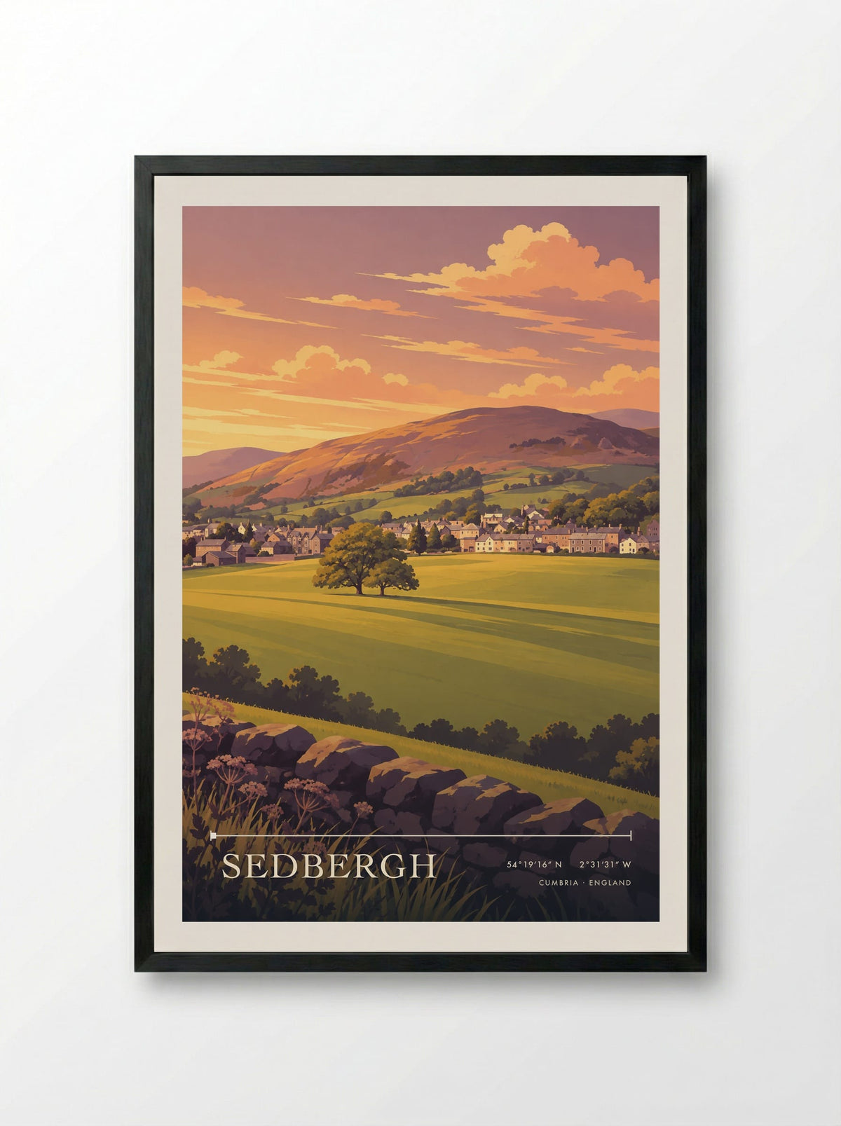 Sedbergh, Cumbria | Travel Poster - Framed Print Black