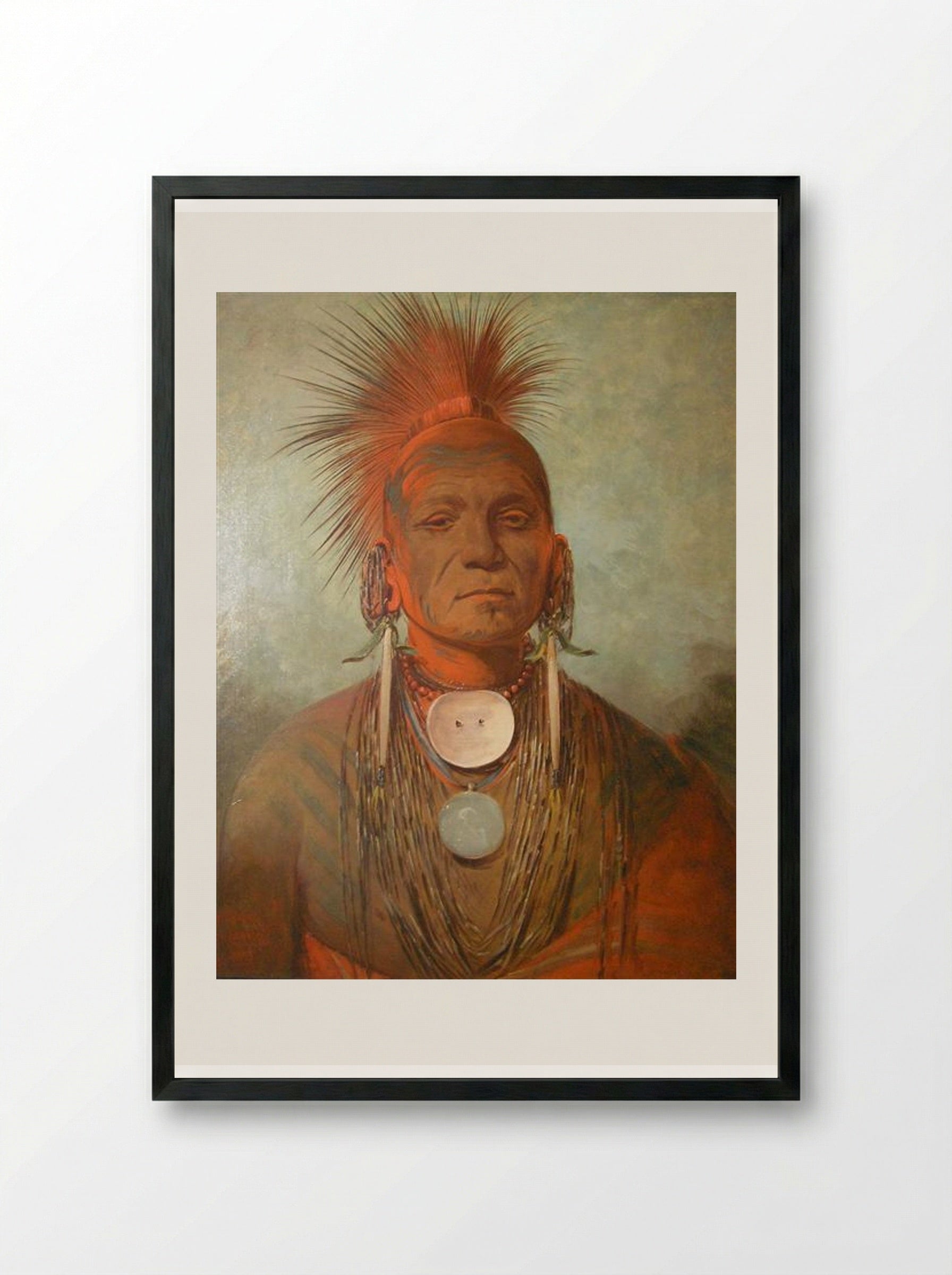 See-non-ty-a, an Iowa Medicine Man - George Catlin - Framed Print Black