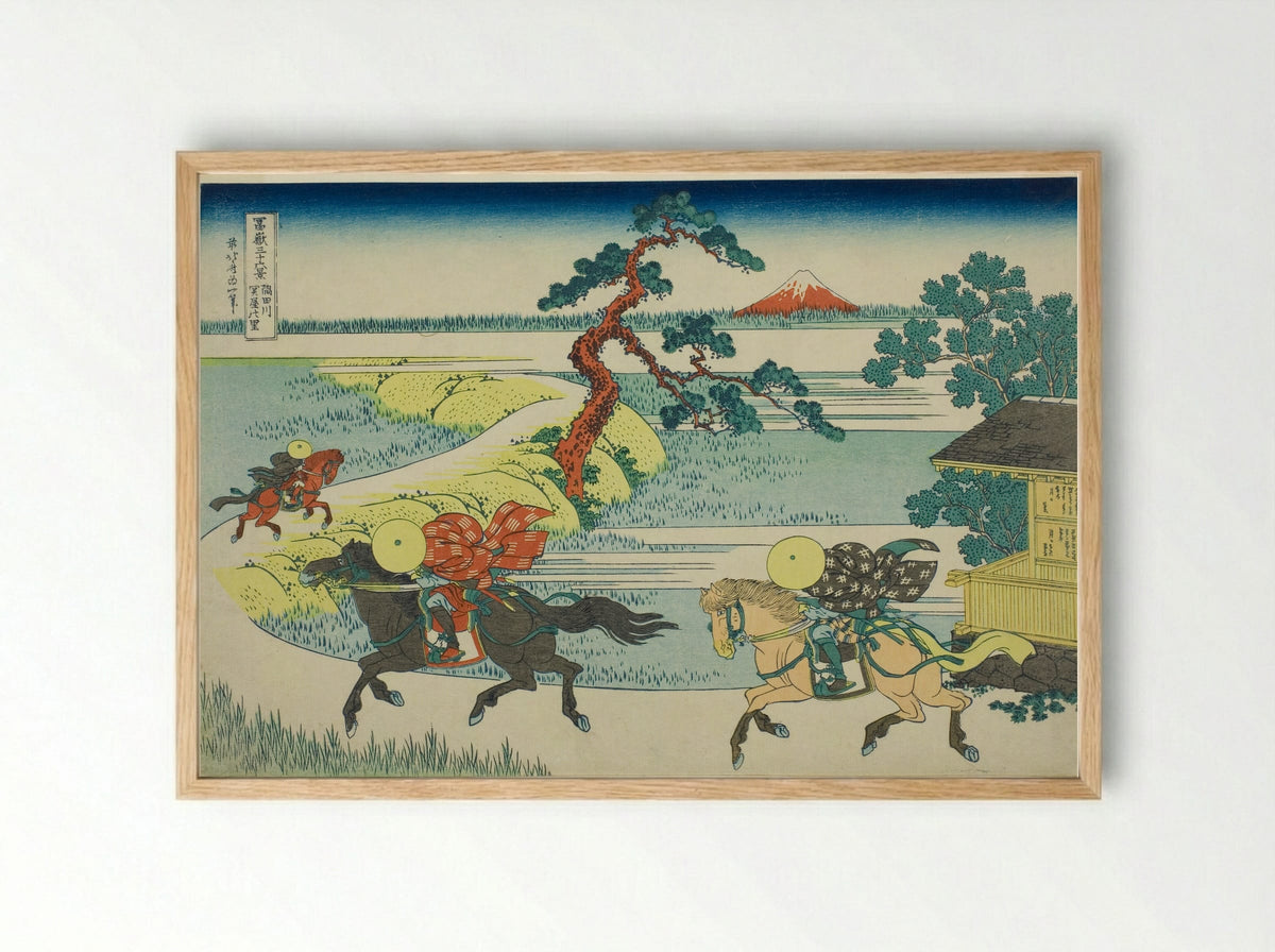 Sekiya Village on the Sumida River - Katsushika Hokusai - Framed Print Wood
