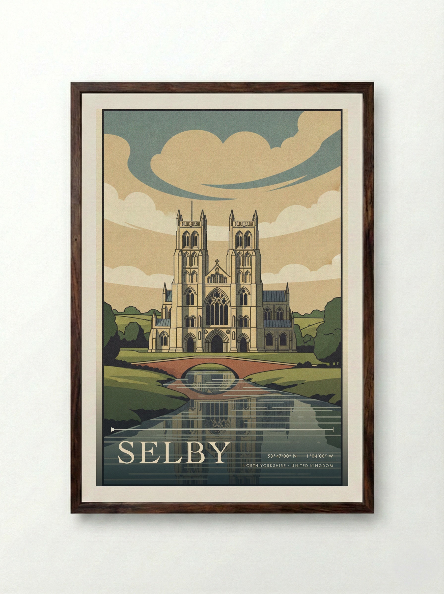 Selby North Yorkshire United Kingdom Travel Poster - Framed Print Dark Wood