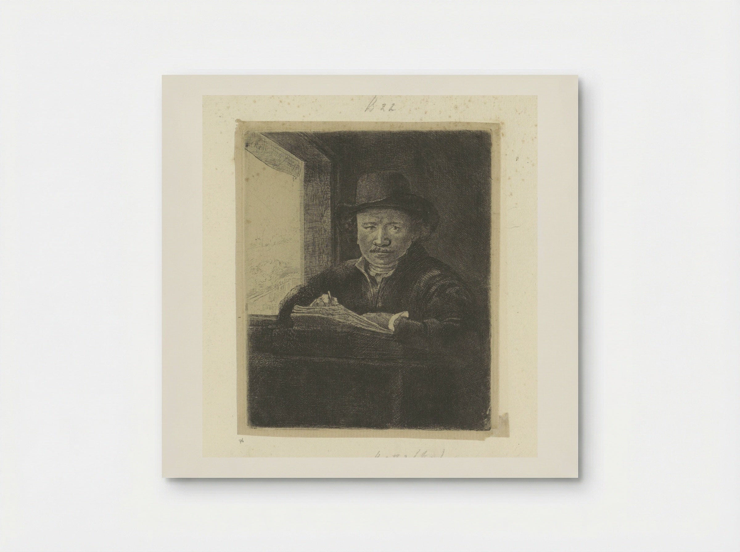 Self-Portrait Drawing at a Window - Rembrandt van Rijn - Poster