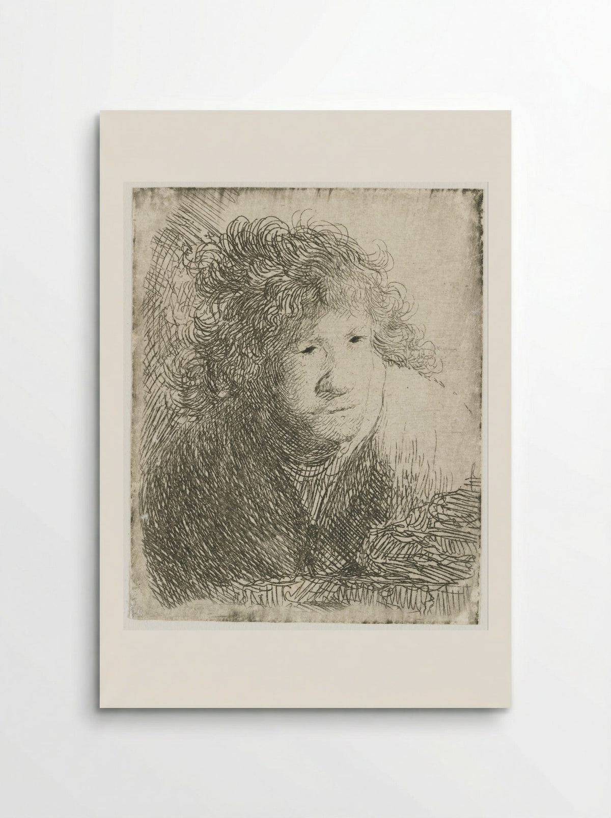 Self-Portrait Leaning Forward - Rembrandt van Rijn - Poster