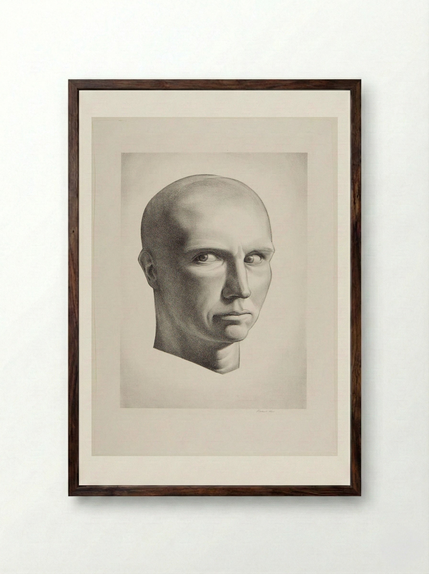 Self-Portrait (Rockwell Kent) - Rockwell Kent - Framed Print Dark Wood