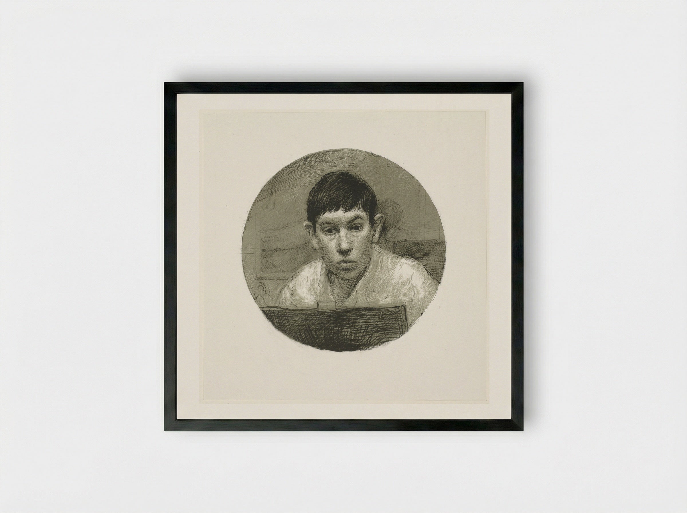 Self-Portrait (Rota Print) - Aat Veldhoen - Framed Print Black