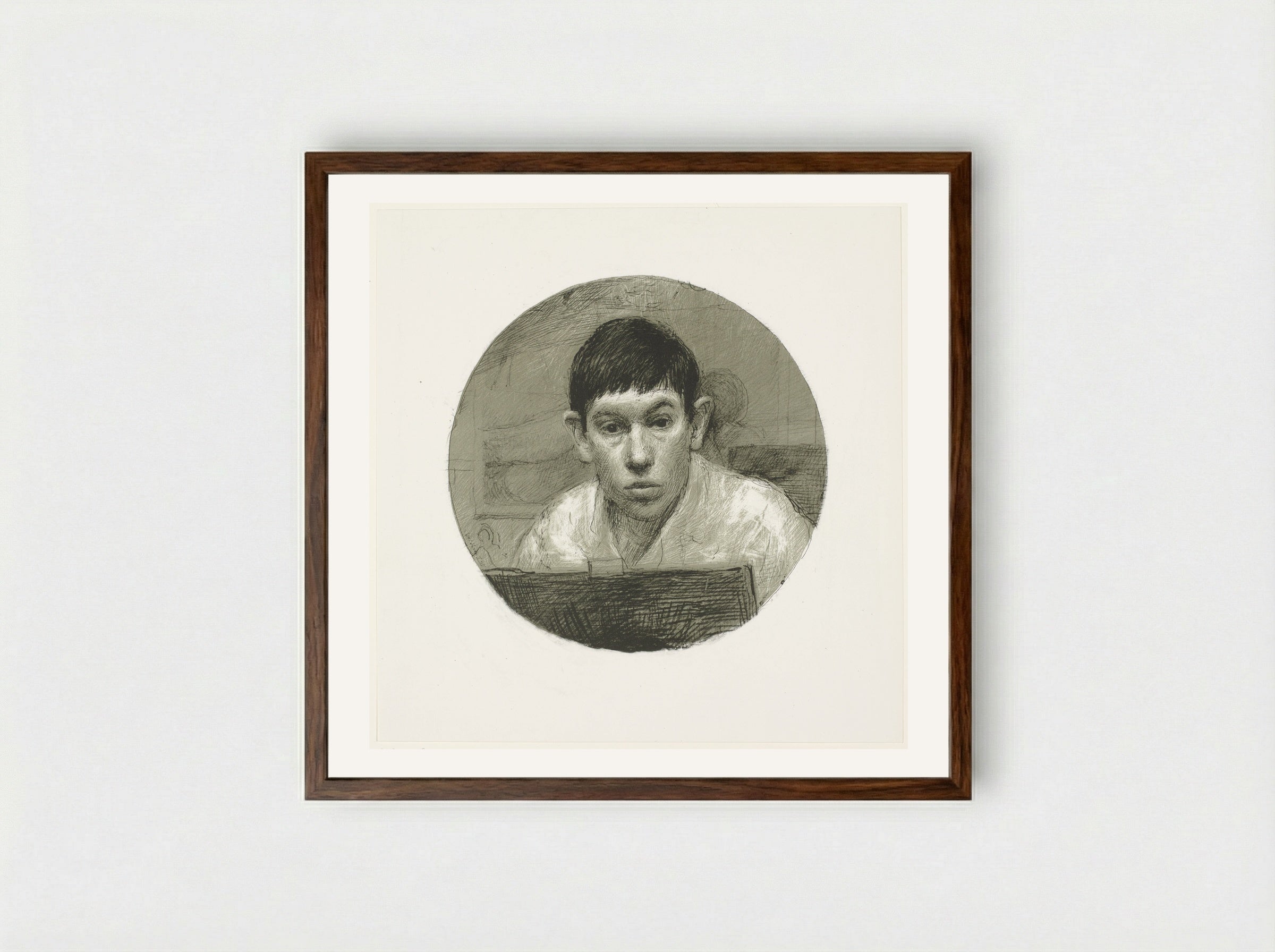 Self-Portrait (Rota Print) - Aat Veldhoen - Framed Print Dark Wood
