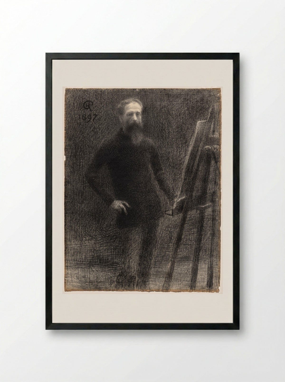 Self-Portrait at Easel - Hippolyte Petitjean - Framed Print Black