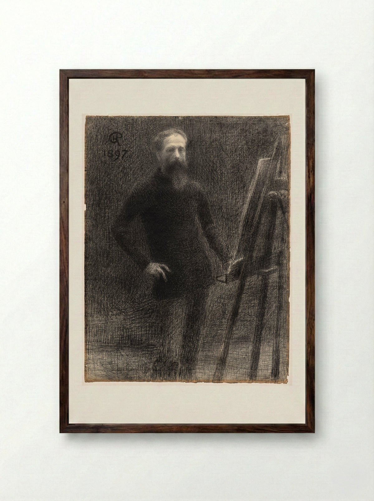 Self-Portrait at Easel - Hippolyte Petitjean - Framed Print Dark Wood