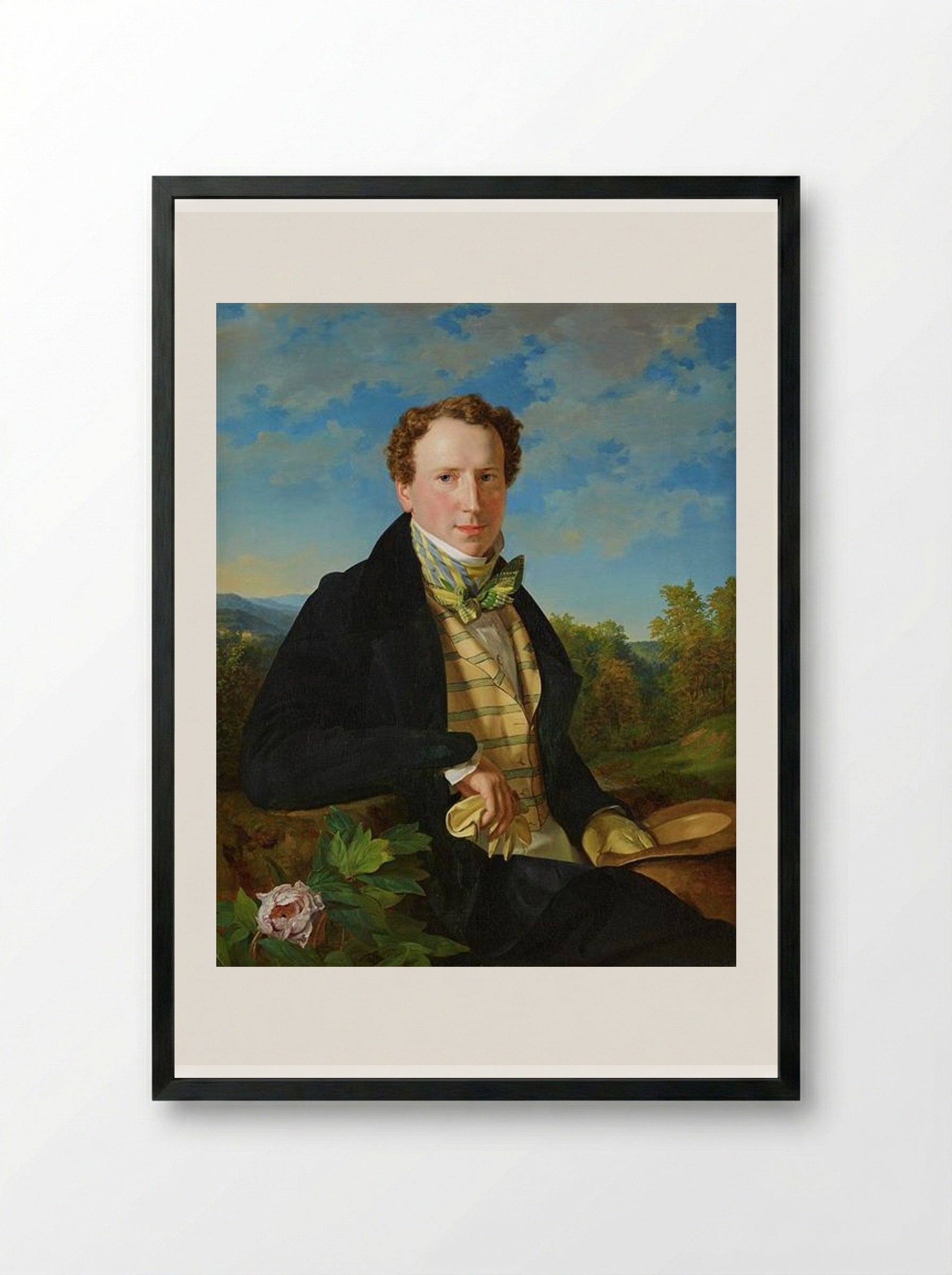 Self Portrait at the Age of 35 - Ferdinand Georg Waldmüller - Framed Print Black