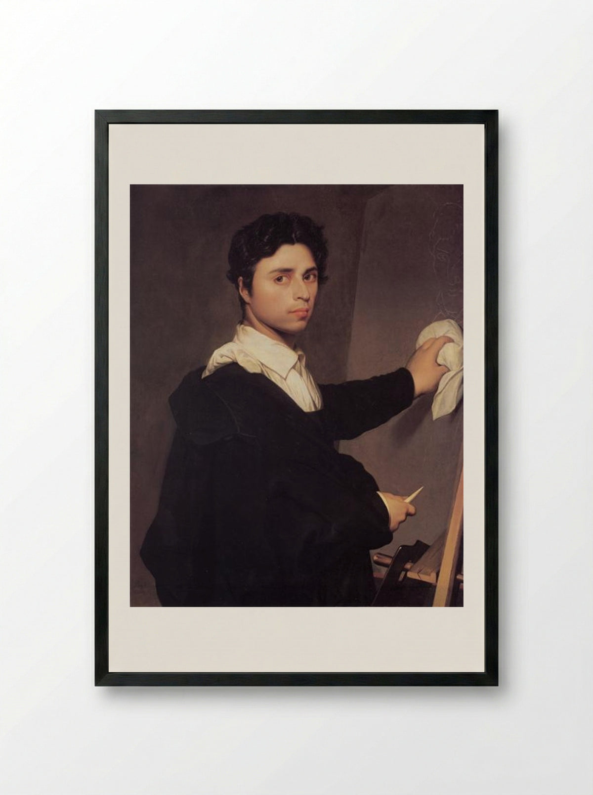Self-Portrait at the Age of Twenty-Four - Jean-Auguste-Dominique Ingres - Framed Print Black