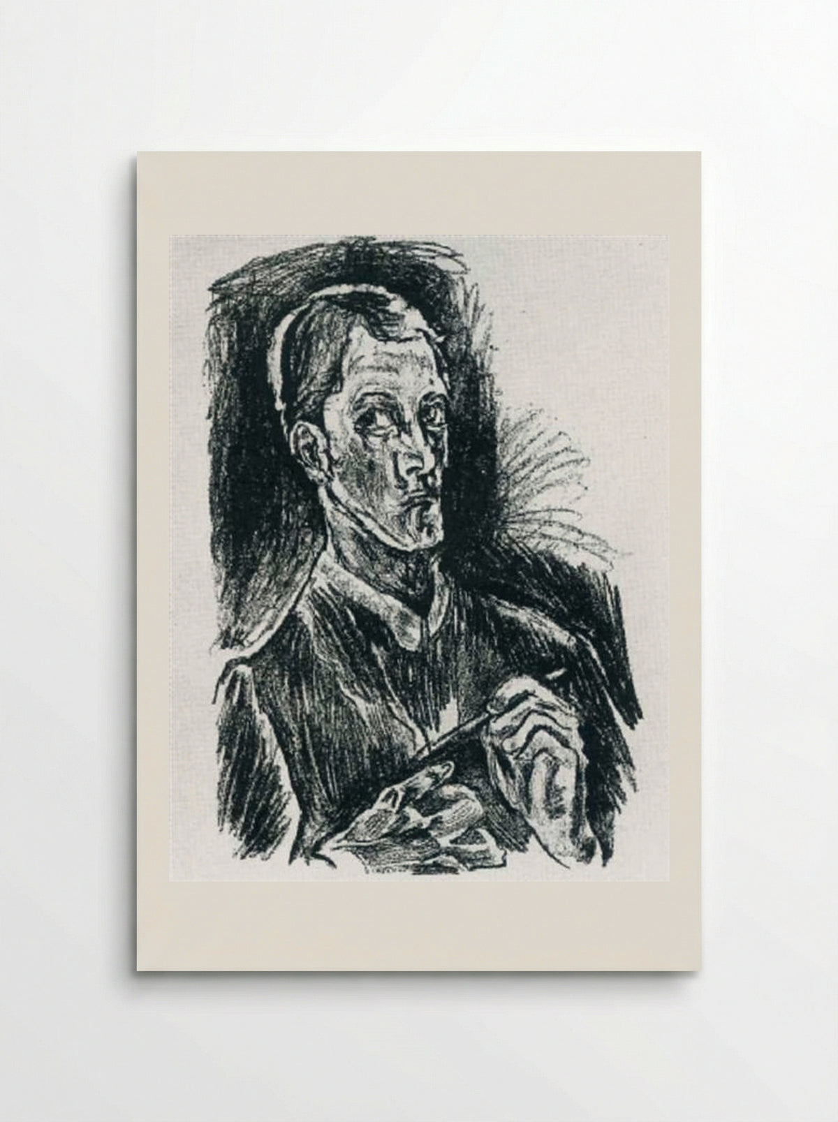 Self-Portrait (bust with pen) - Oskar Kokoschka - Poster