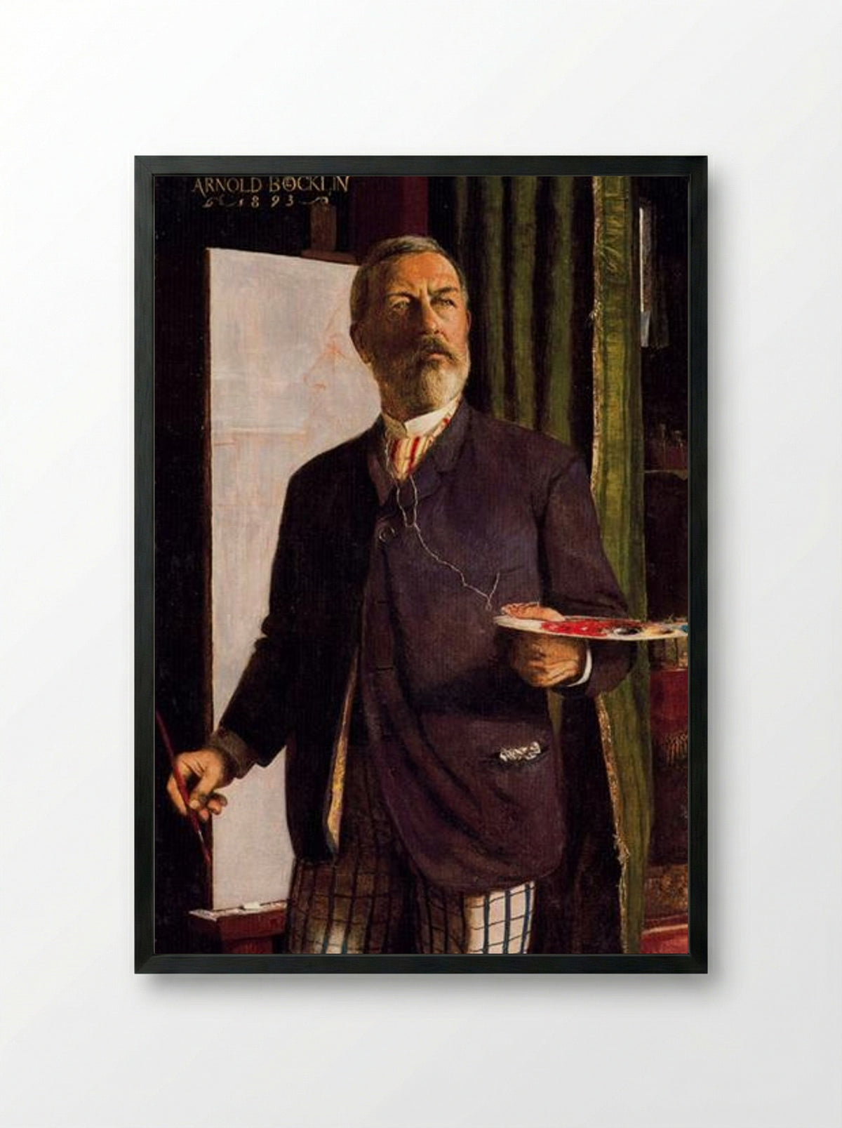 Self-Portrait in Studio - Arnold Böcklin - Framed Print Black