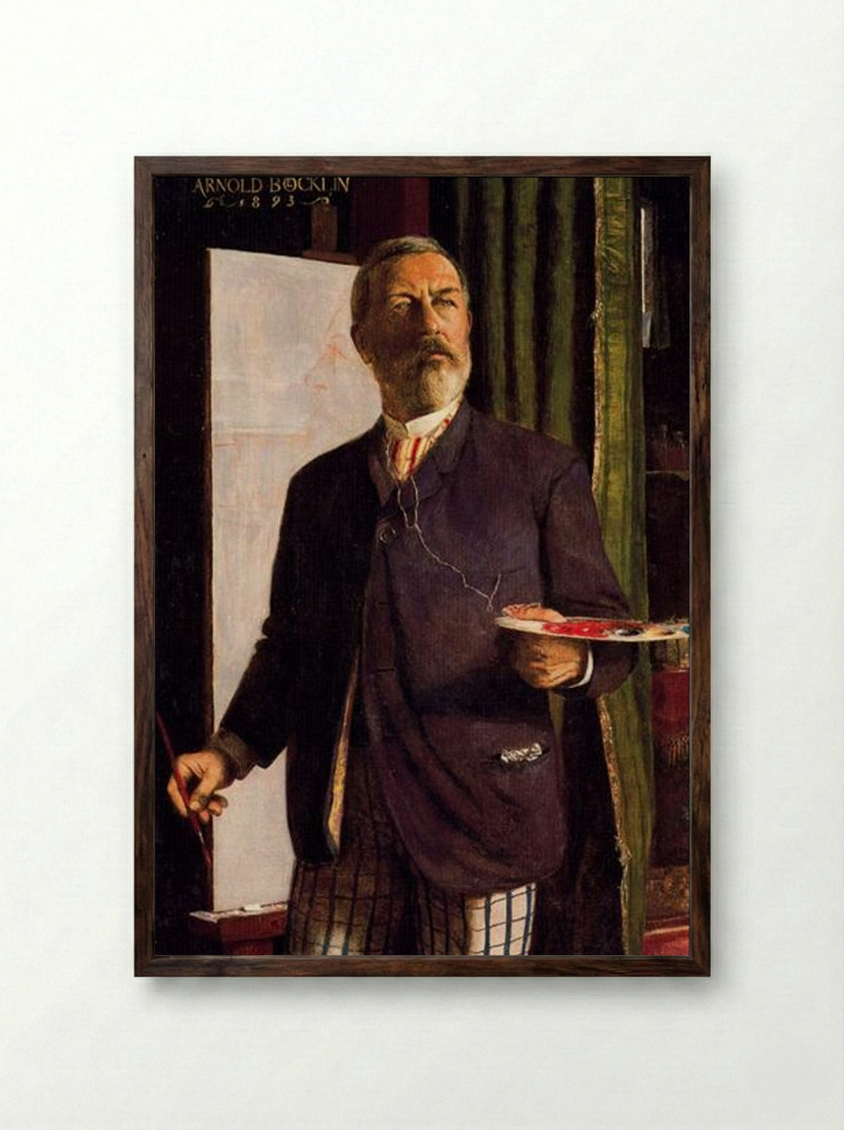 Self-Portrait in Studio - Arnold Böcklin - Framed Print Dark Wood