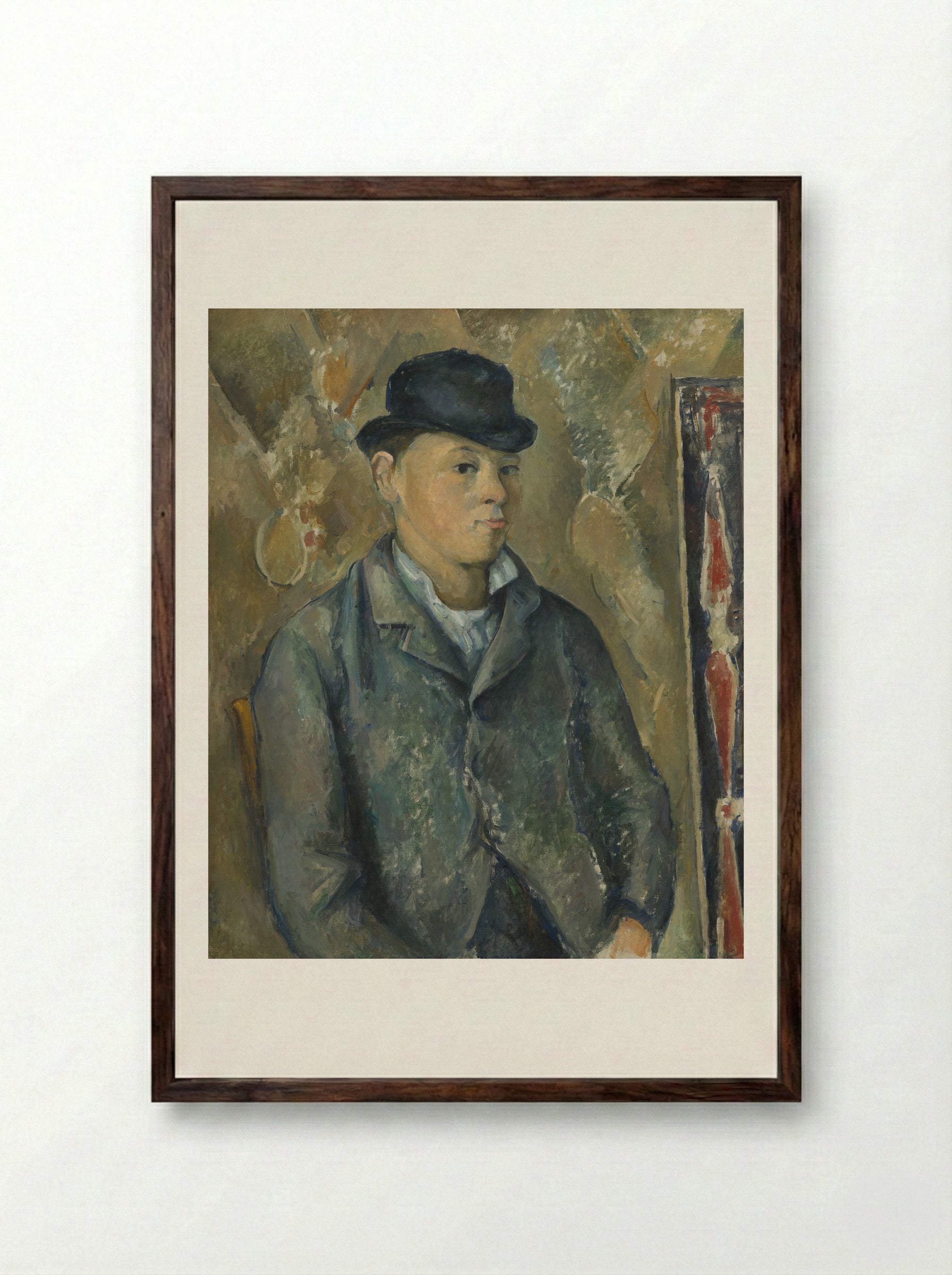 Self-Portrait in a Bowler Hat - Paul Cézanne - Framed Print Dark Wood