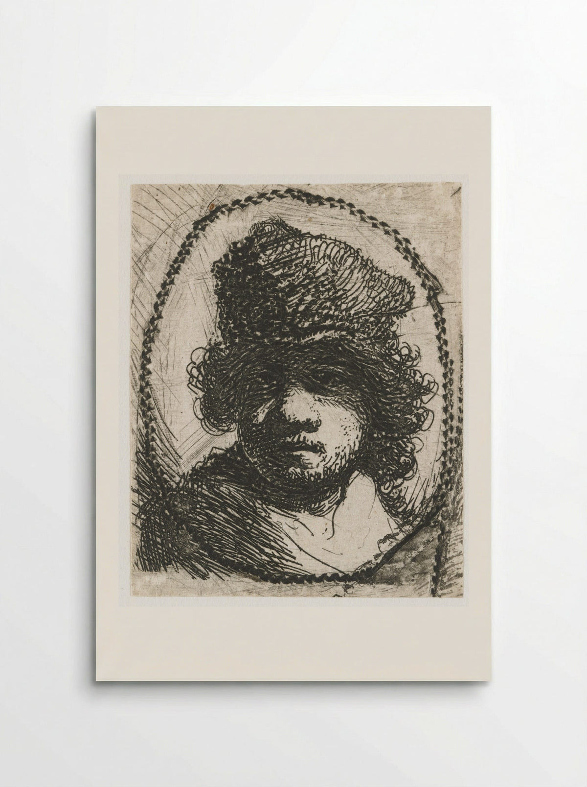 Self-Portrait in a Fur Cap - Rembrandt van Rijn - Poster