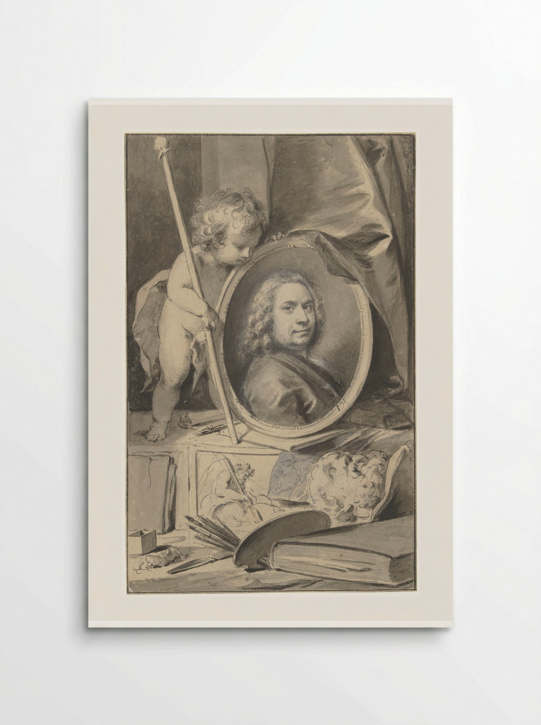 Self-Portrait in a Medallion Surrounded by Painter's Attributes - Jacob de Wit - Poster
