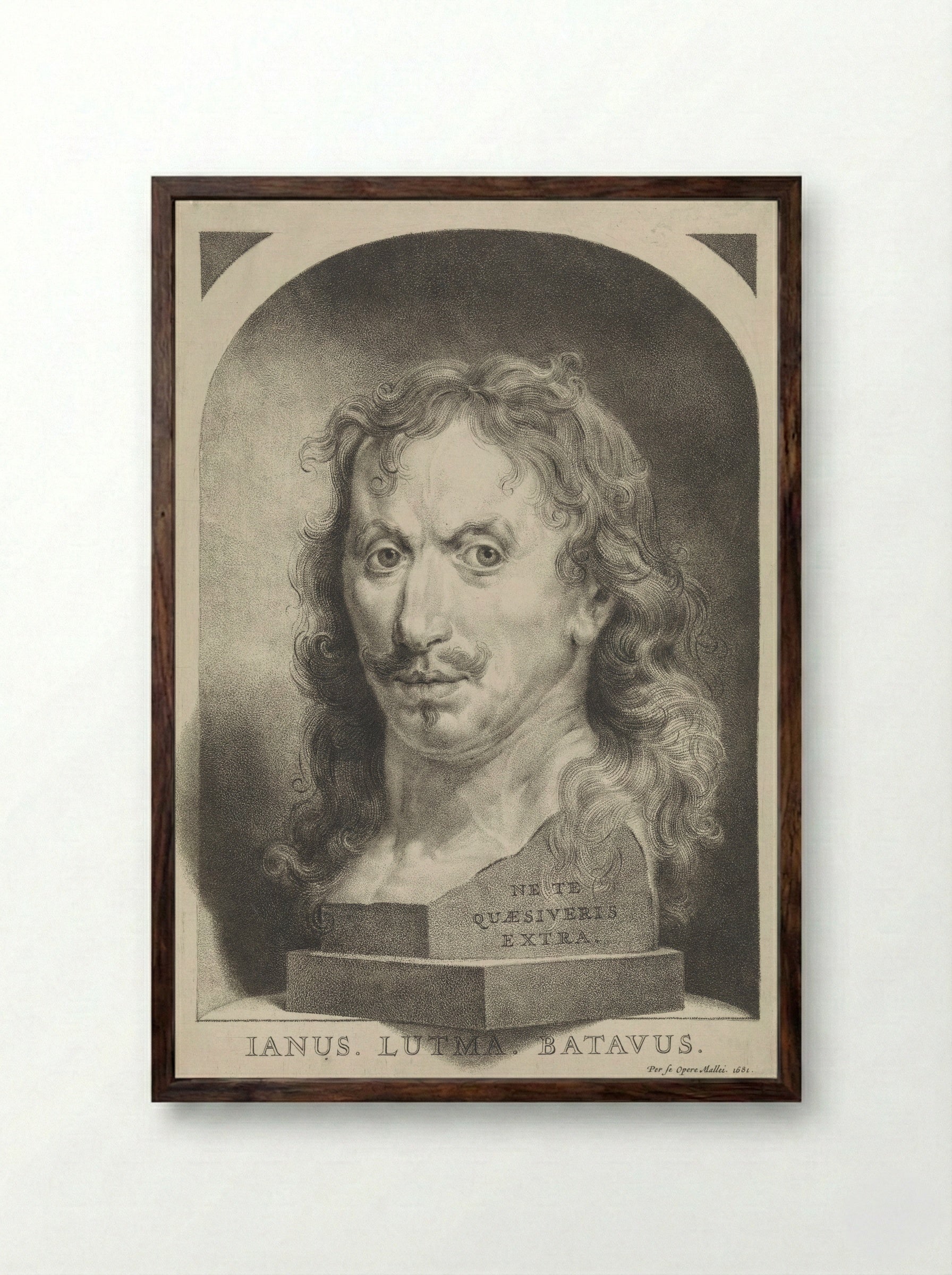 Self-Portrait in a Niche - Johannes Lutma the Younger - Framed Print Dark Wood