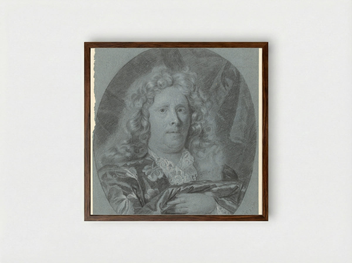 Self-Portrait in an Oval - Arnold Boonen - Framed Print Dark Wood
